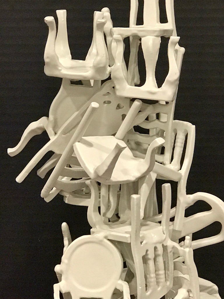 Midcentury Stacking Vintage Chairs Sculpture For Sale at 1stDibs