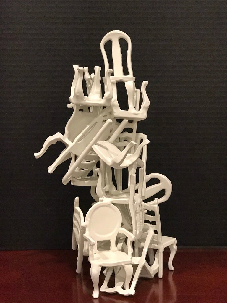 Midcentury Stacking Vintage Chairs Sculpture For Sale at 1stDibs