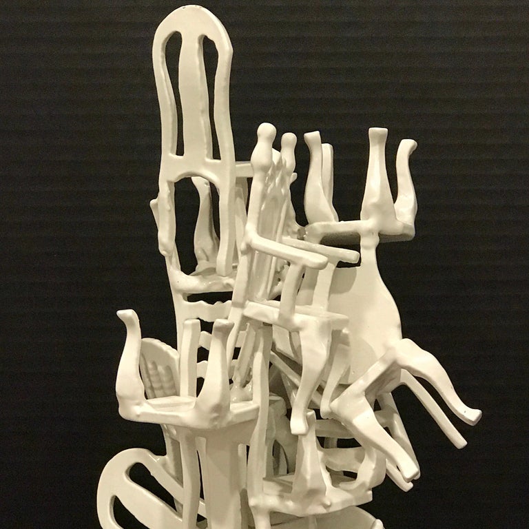 Midcentury Stacking Vintage Chairs Sculpture For Sale at 1stDibs
