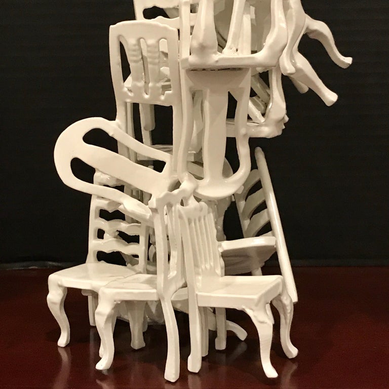 Midcentury Stacking Vintage Chairs Sculpture For Sale at 1stDibs
