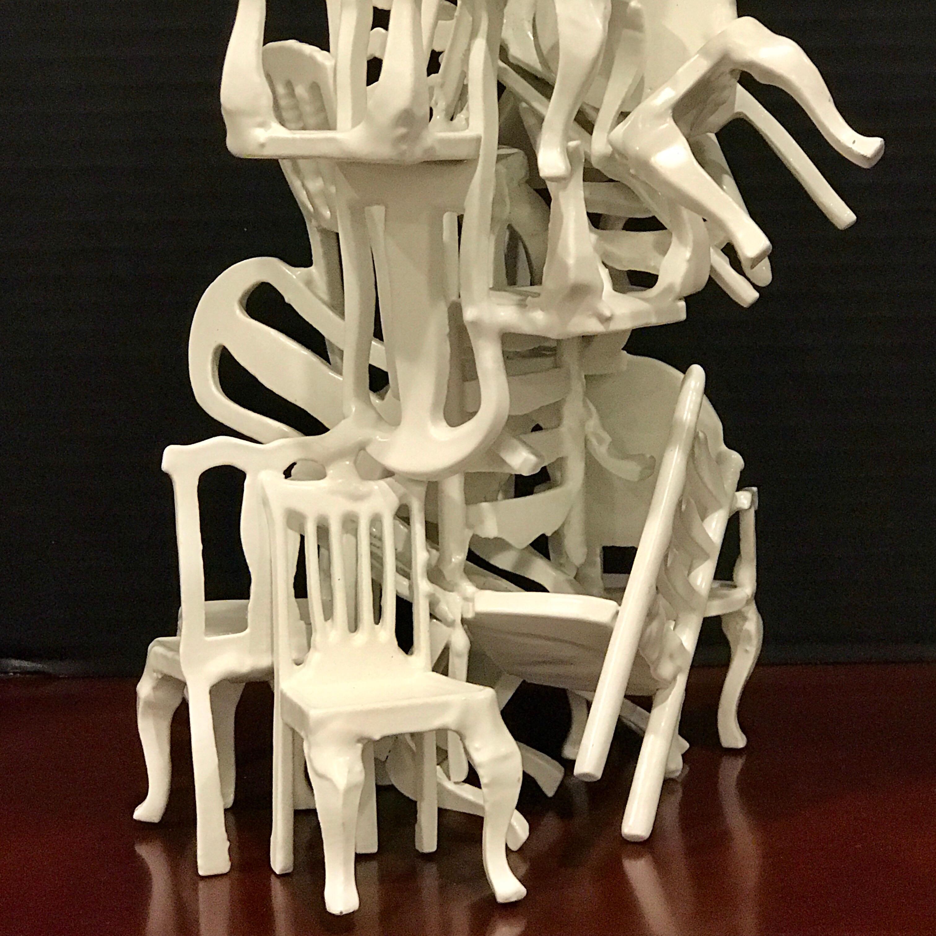 Midcentury Stacking Vintage Chairs Sculpture For Sale 3
