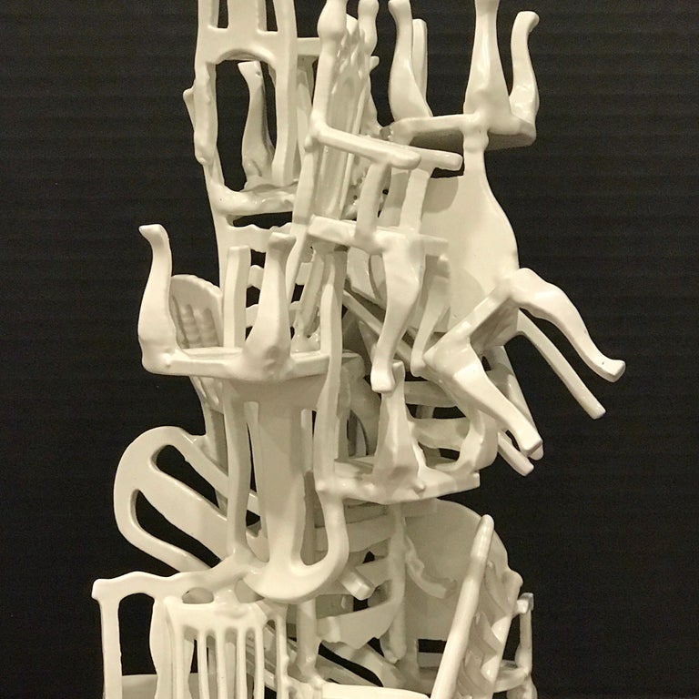 Midcentury Stacking Vintage Chairs Sculpture For Sale at 1stDibs