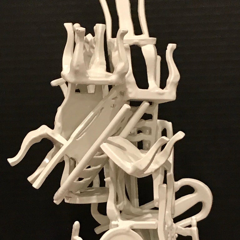 Midcentury Stacking Vintage Chairs Sculpture For Sale at 1stDibs
