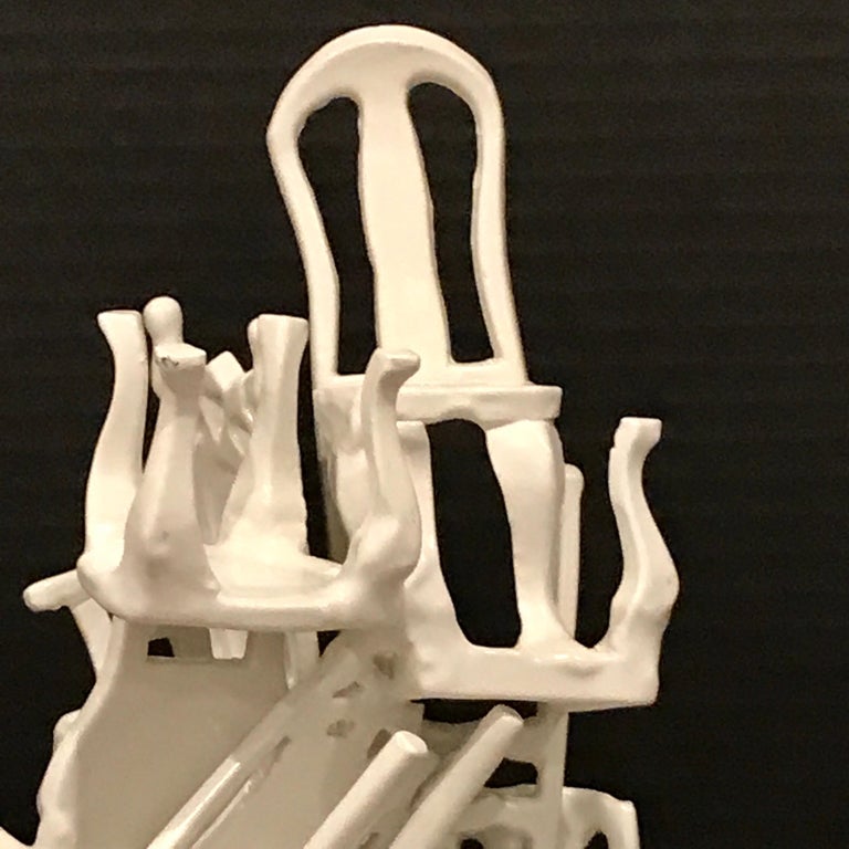 Midcentury Stacking Vintage Chairs Sculpture For Sale at 1stDibs