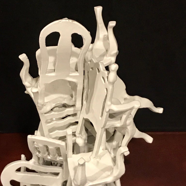 Midcentury Stacking Vintage Chairs Sculpture For Sale at 1stDibs
