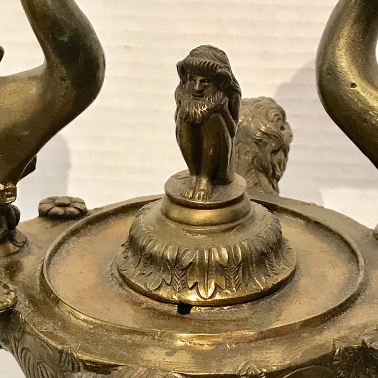Grand Tour Bronze Roman Oil Lamp, Now Electrified For Sale at 1stdibs