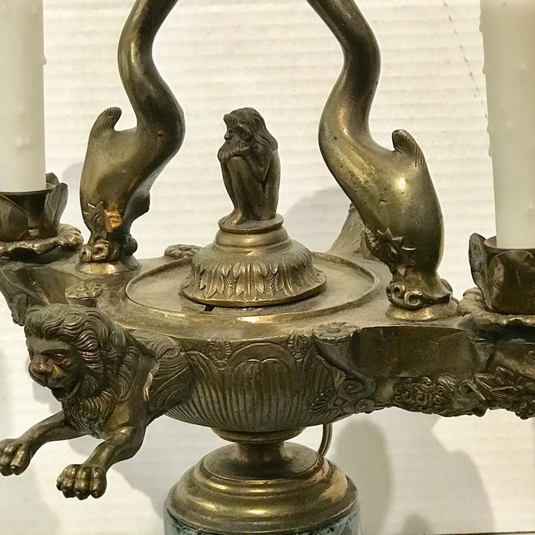 Grand Tour Bronze Roman Oil Lamp, Now Electrified For Sale at 1stdibs
