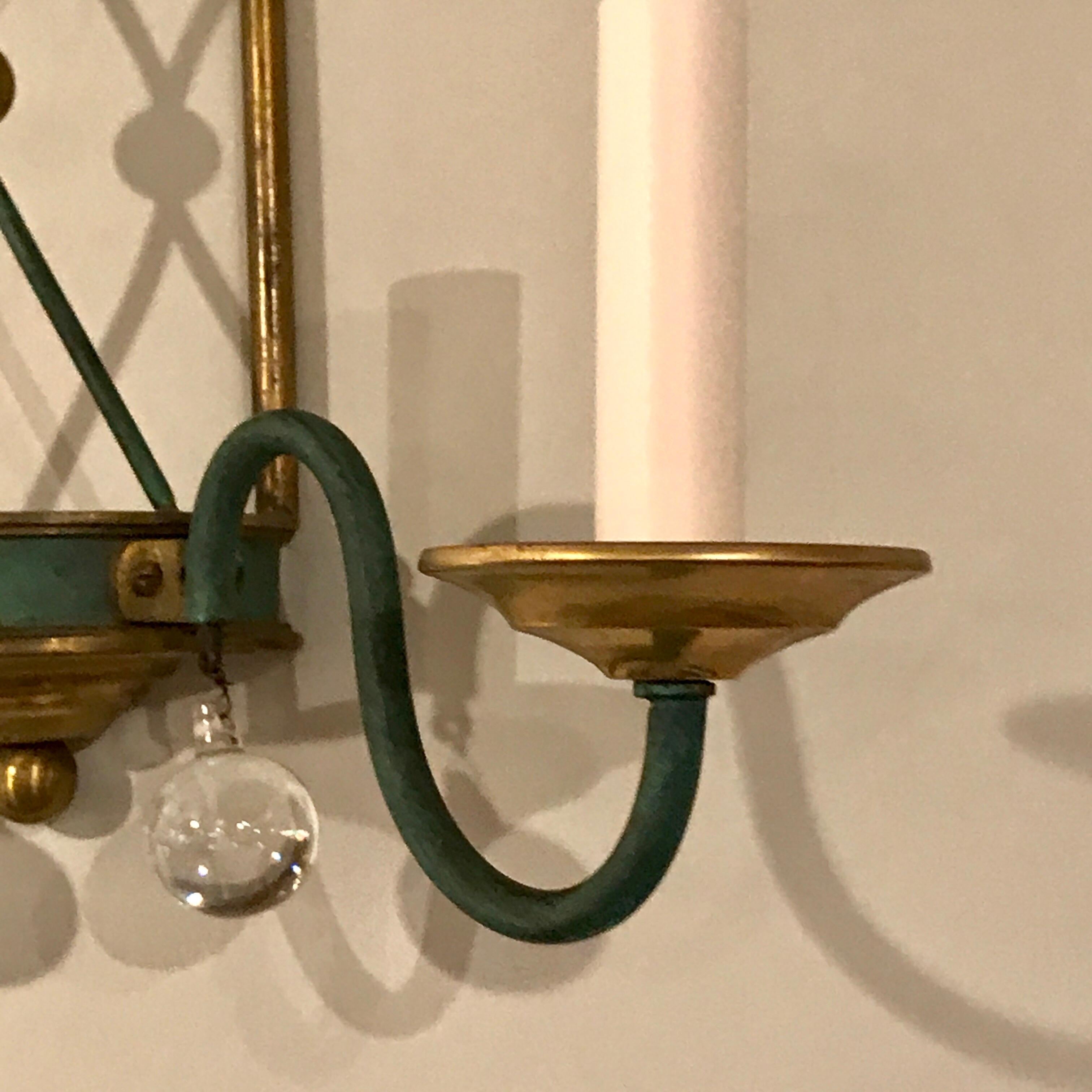 Brass Pair of French Modern Wall Sconces For Sale