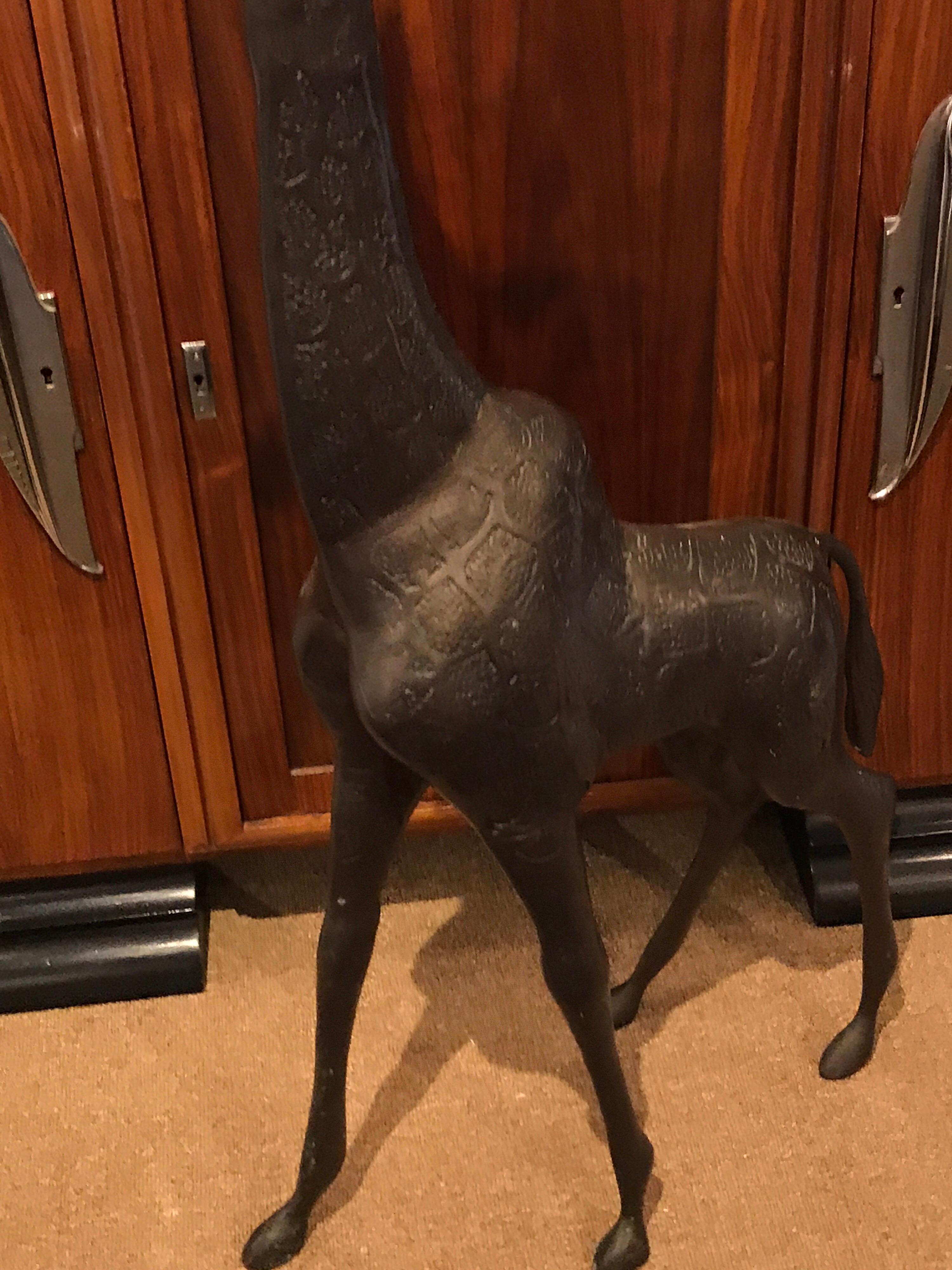 20th Century Midcentury Bronze Sculpture of a Giraffe For Sale