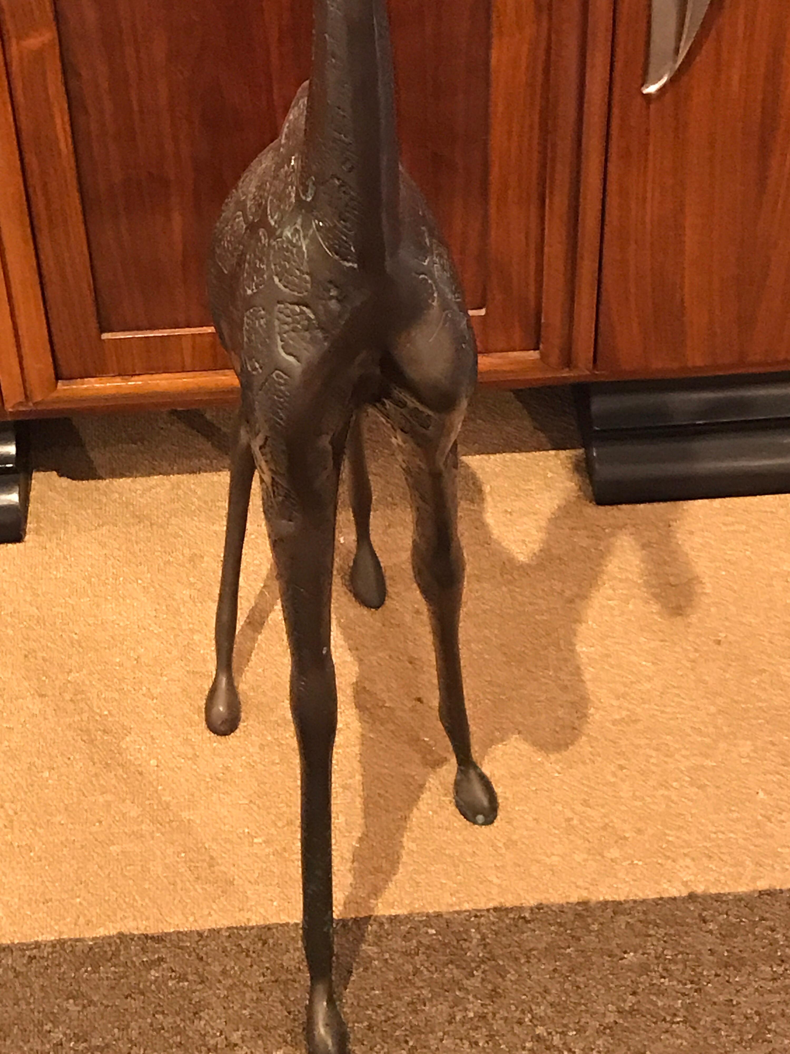 Midcentury Bronze Sculpture of a Giraffe For Sale 2