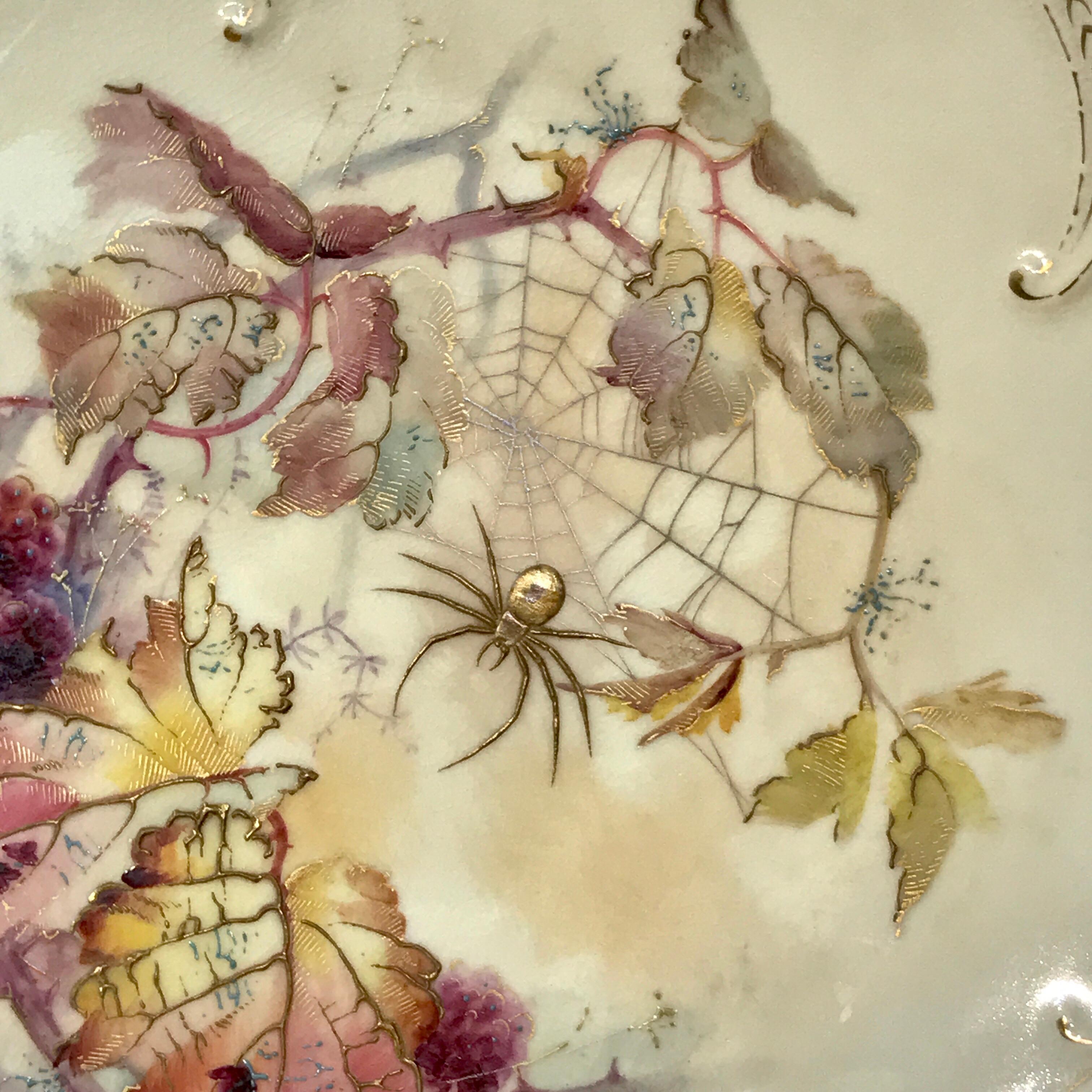 Eight Royal Worcester Aesthetic Cabinet Plates with Spider Web Decoration 3