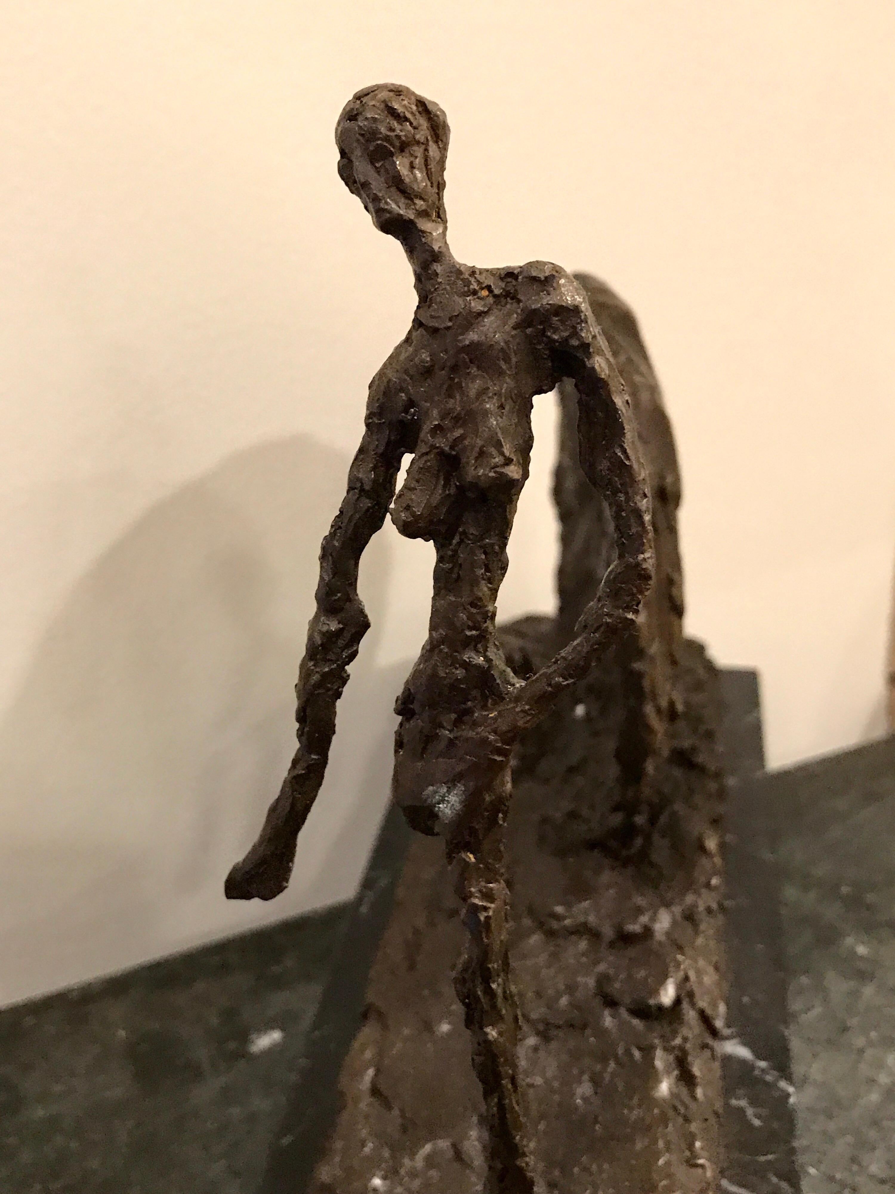 20th Century Walking Man Landscape, Bronze Sculpture in the Manner of Alberto Giacometti