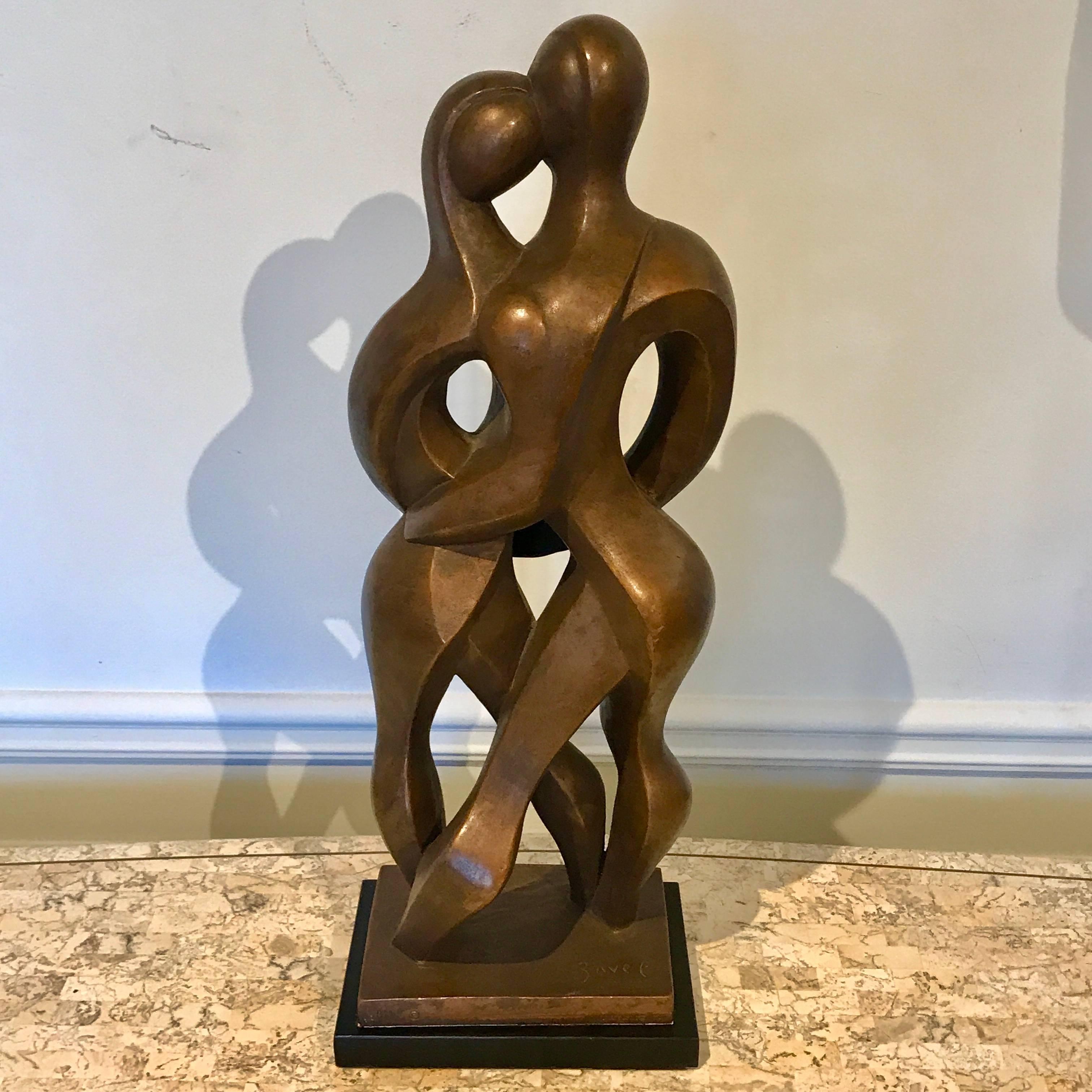 European Adam & Eve Bronze Sculpture Signed Zavel Silber For Sale