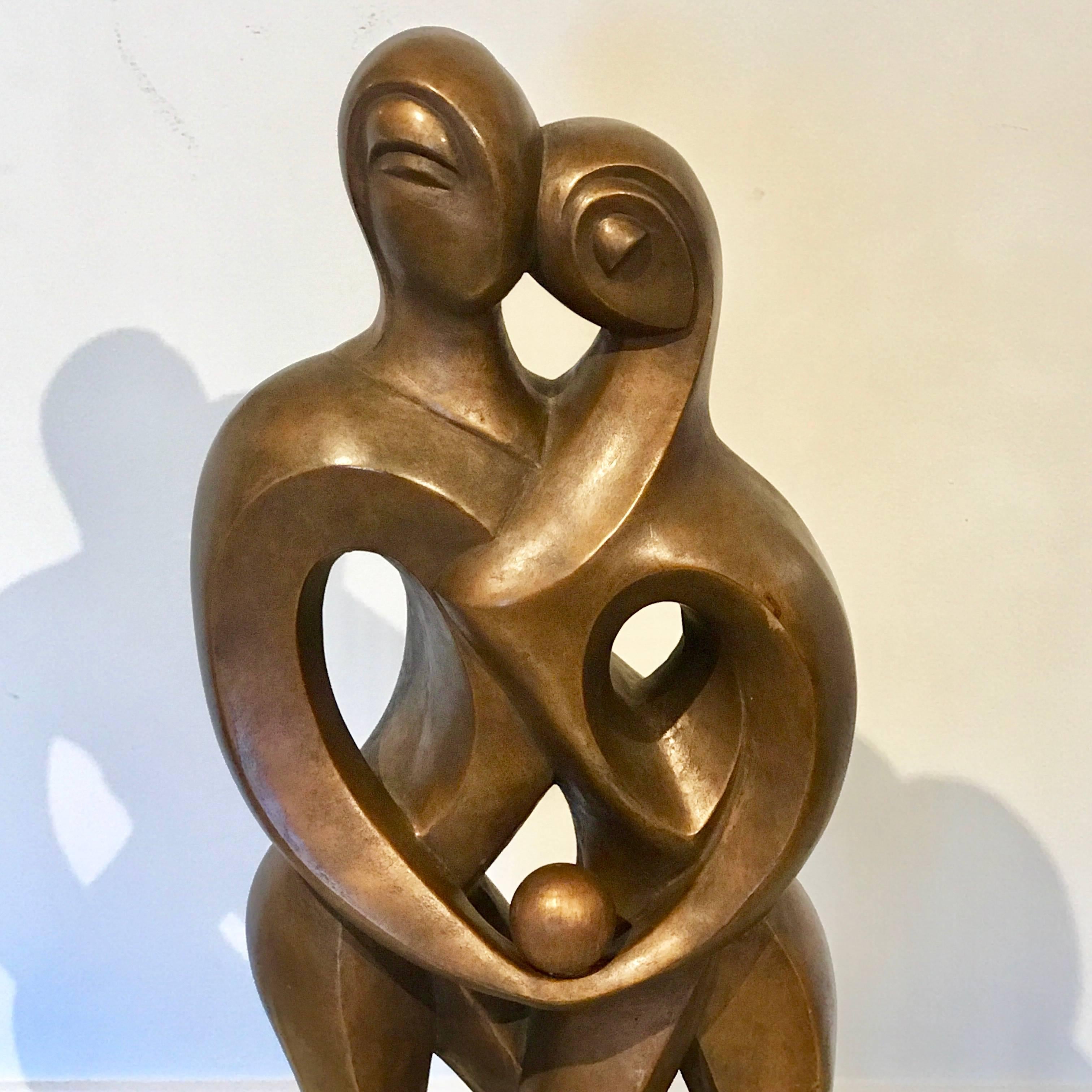 Adam & Eve Bronze Sculpture Signed Zavel Silber In Good Condition For Sale In Atlanta, GA