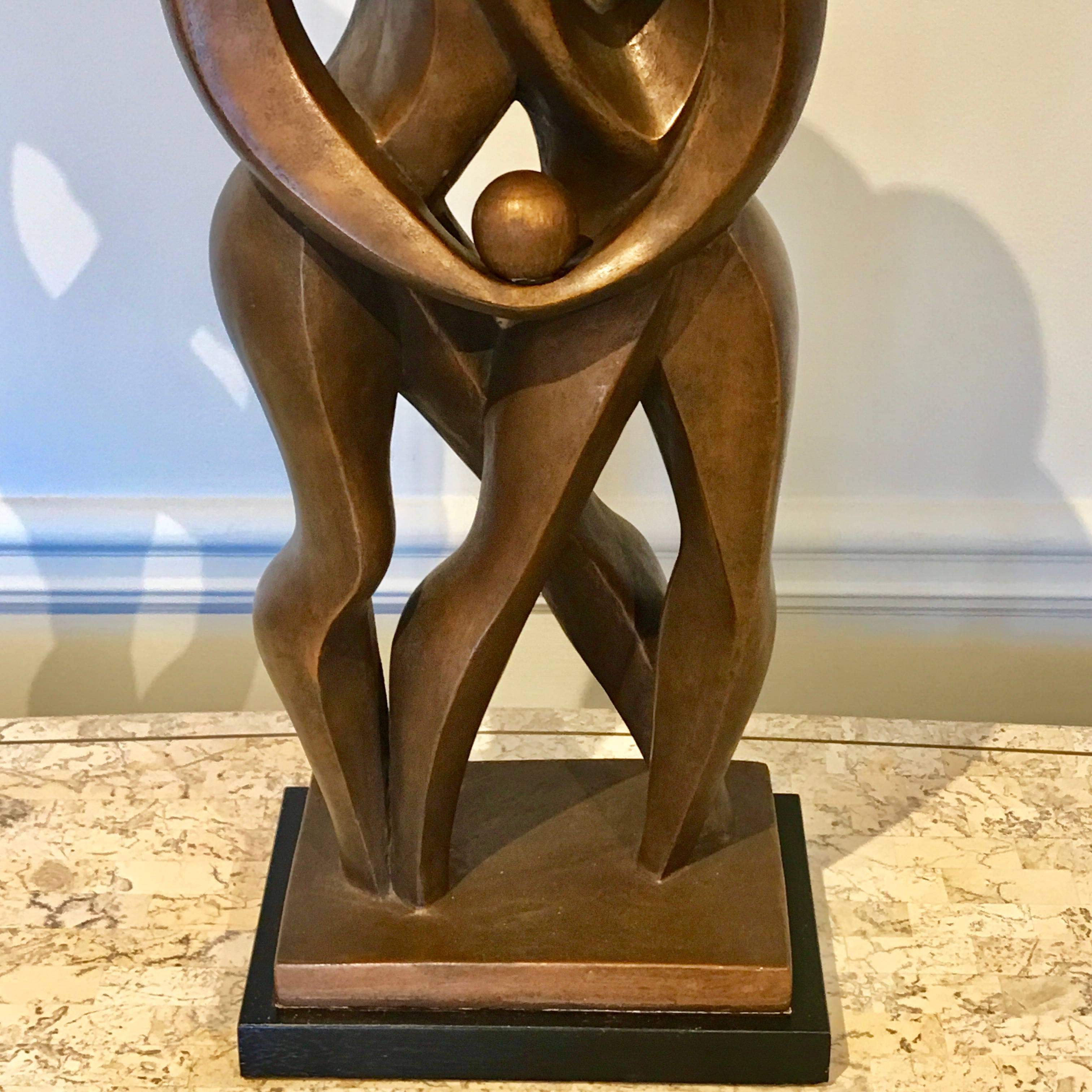 Mid-20th Century Adam & Eve Bronze Sculpture Signed Zavel Silber For Sale