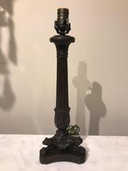 Pair of Empire Style Bronze Column Candlestick Lamps