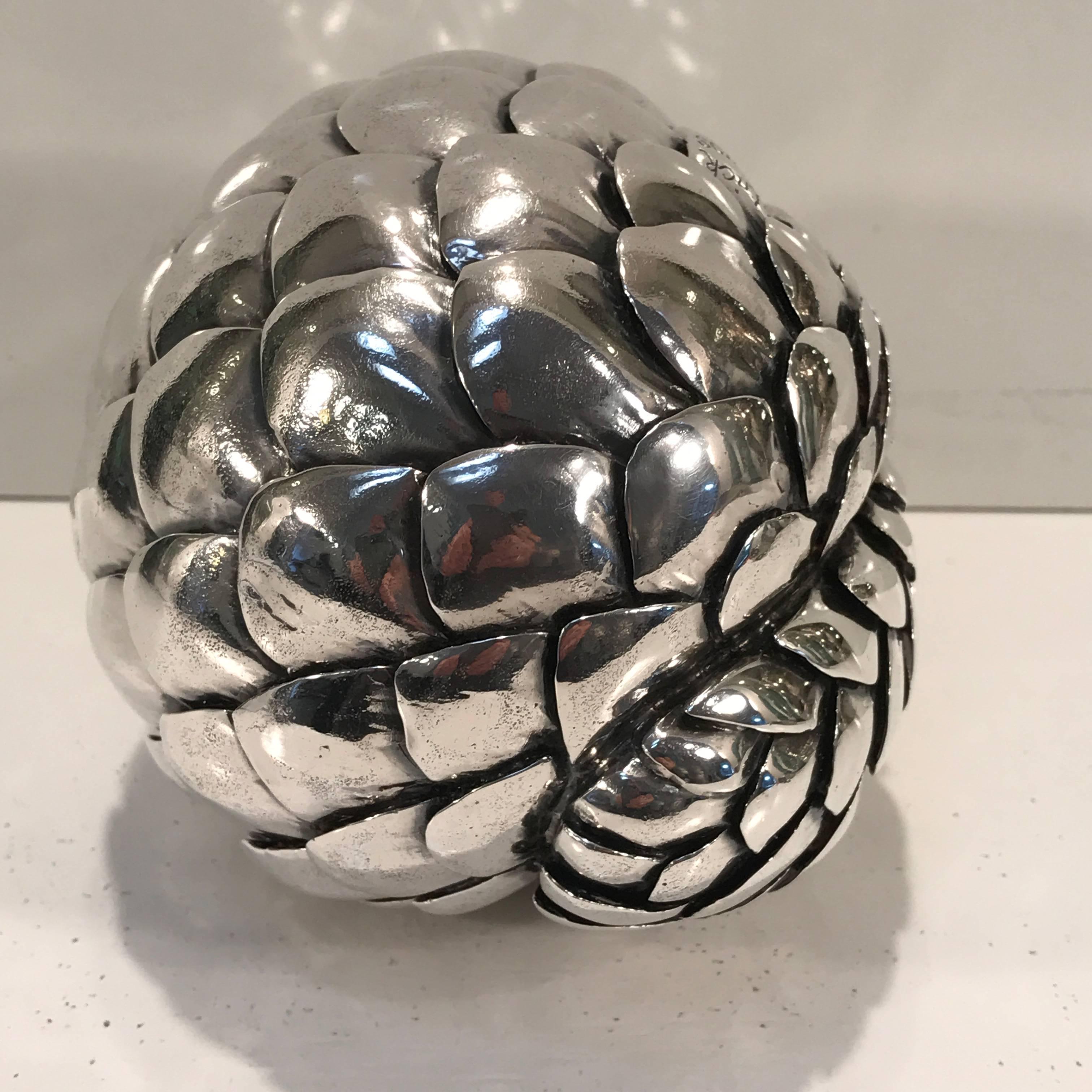 Contemporary Patrick Marvos, Monumental Sterling Sculpture of a Rolled Pangolin