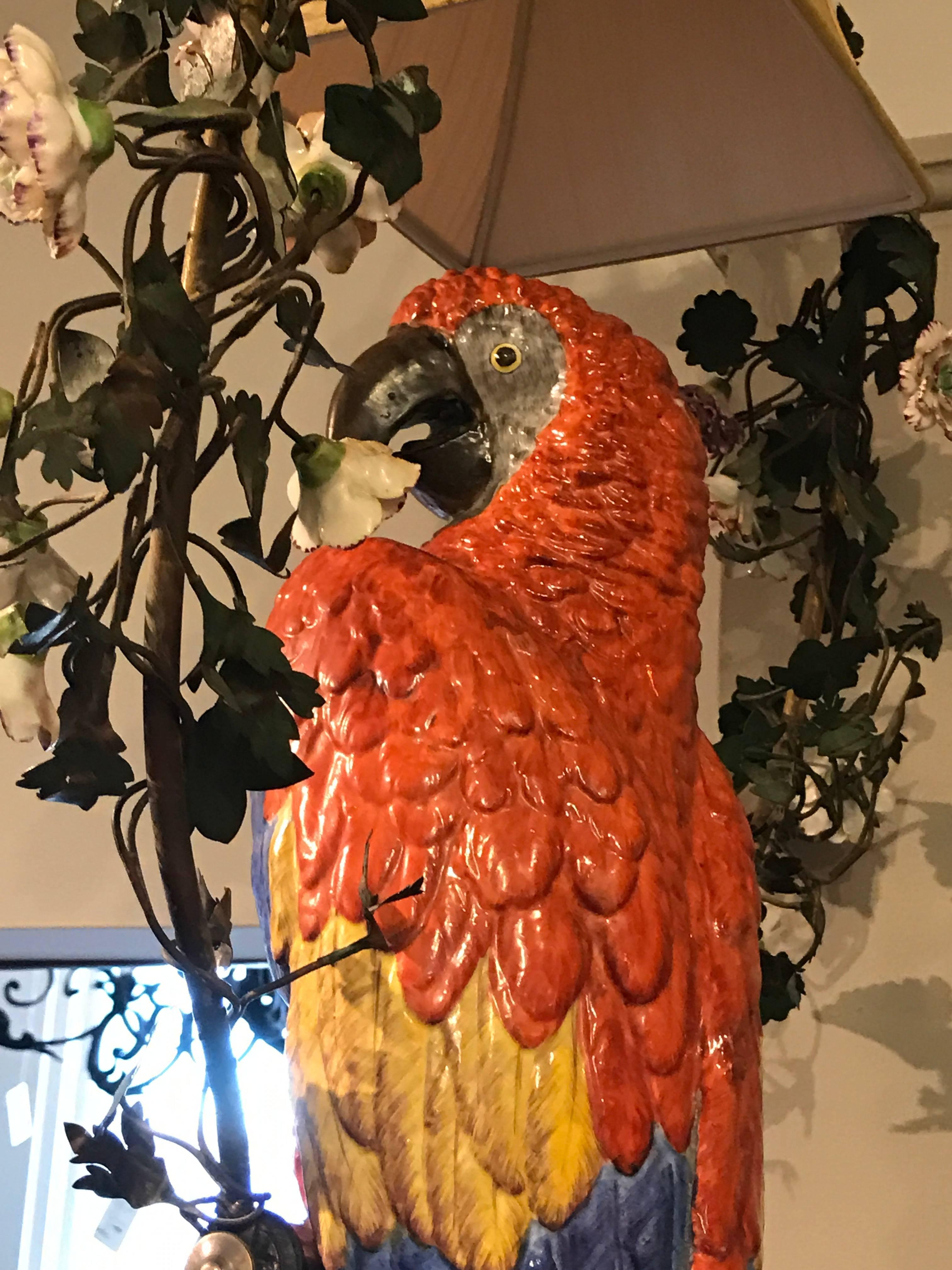 Romantic Meissen Style Parrot Chandelier