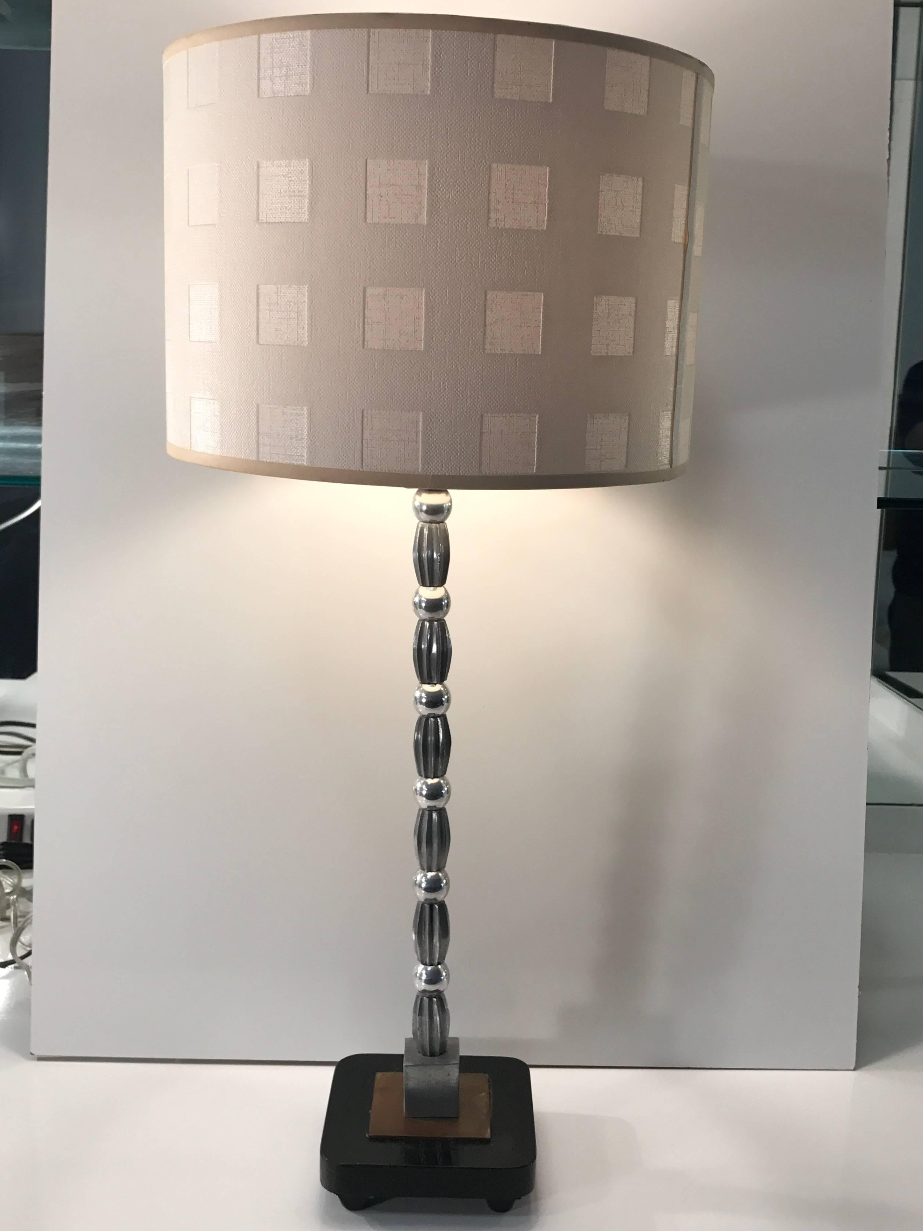 Pair of Wiener Werkstätte Style Table Lamps with Custom Shades In Good Condition In West Palm Beach, FL