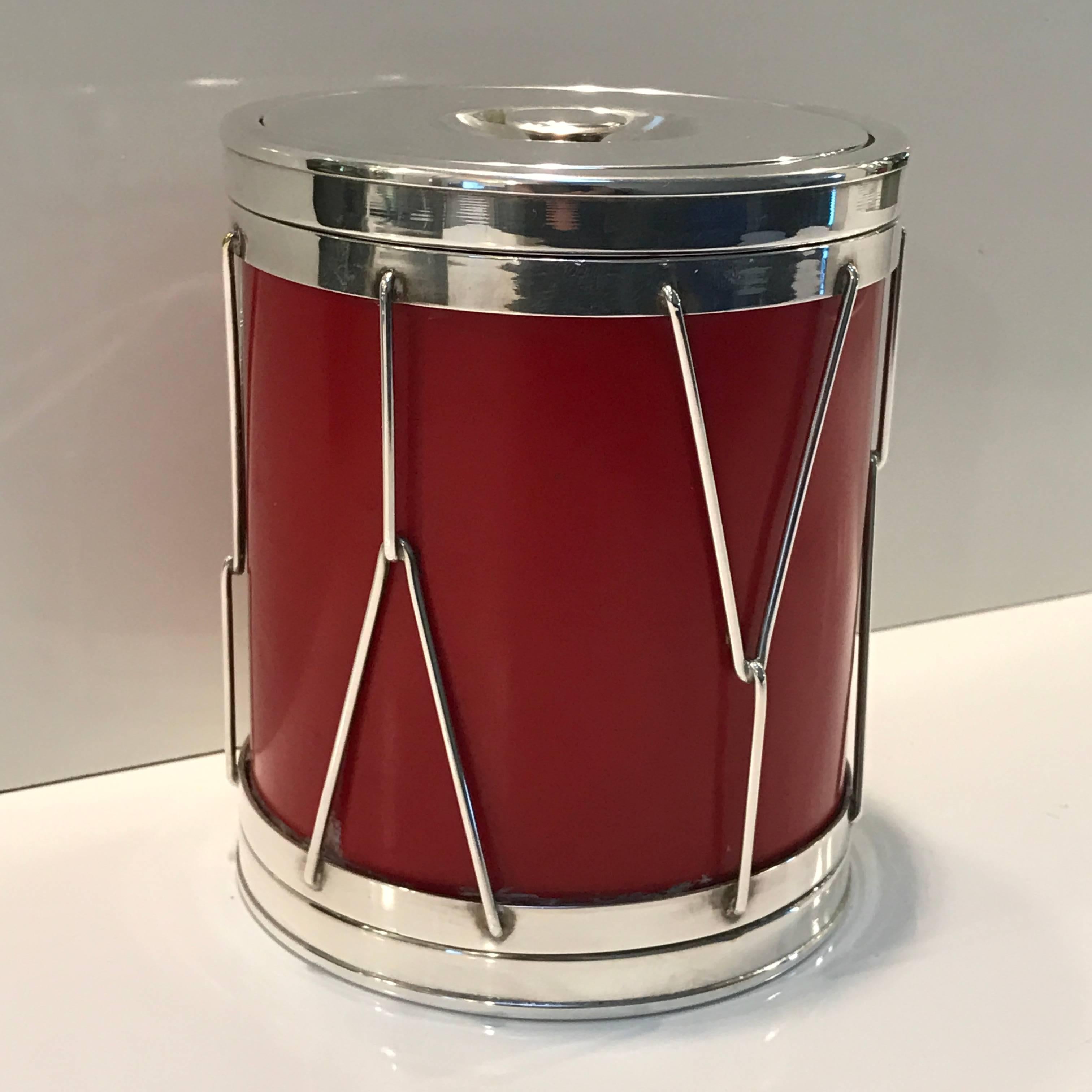 Mid-Century Modern Aldo Turo Italian Modern Silver and Leather Ice Bucket