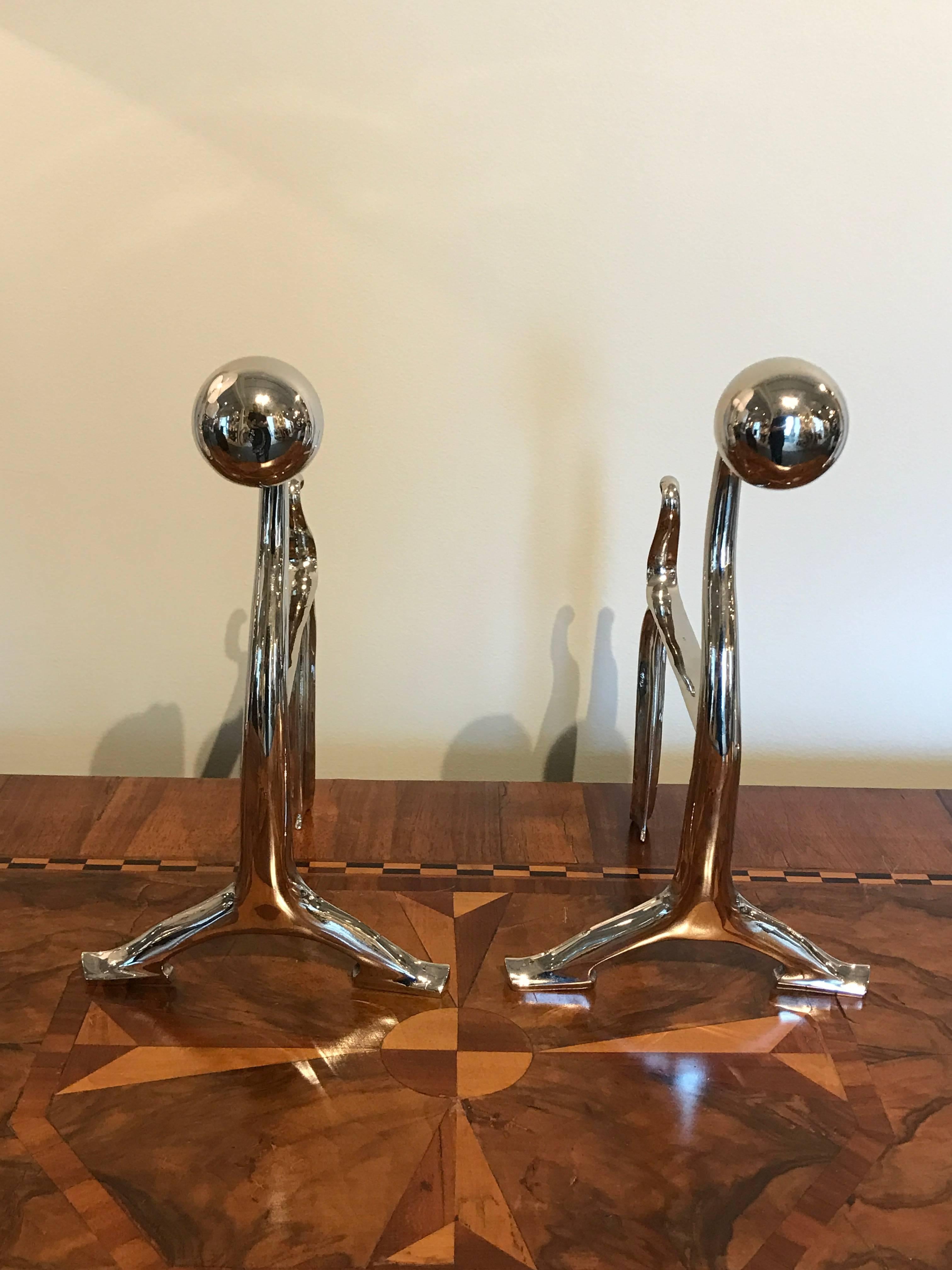 Pair of silvered brass 