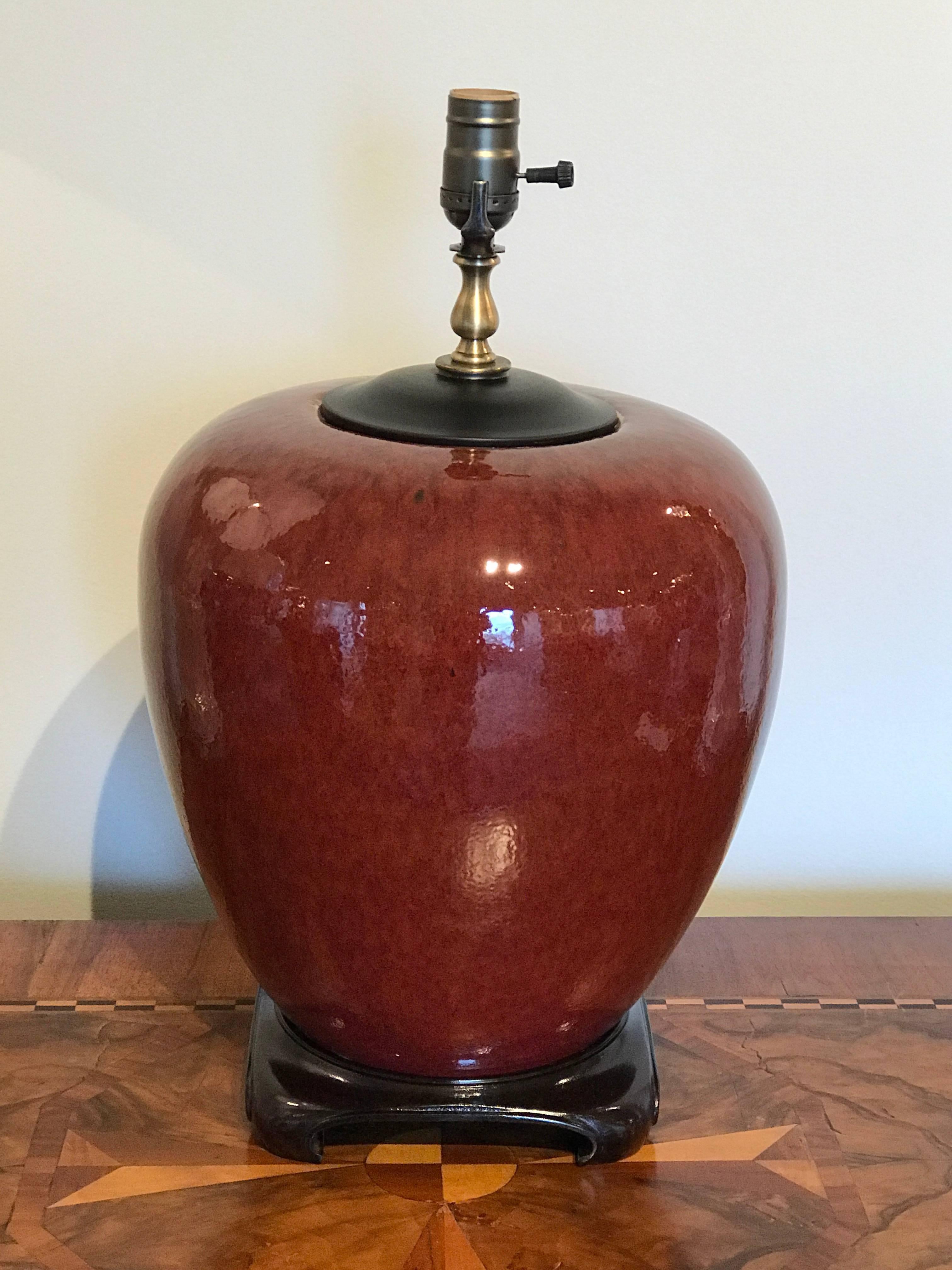 Chinese Pair of Fine Sung De Beouf Vases, Now as Lamps