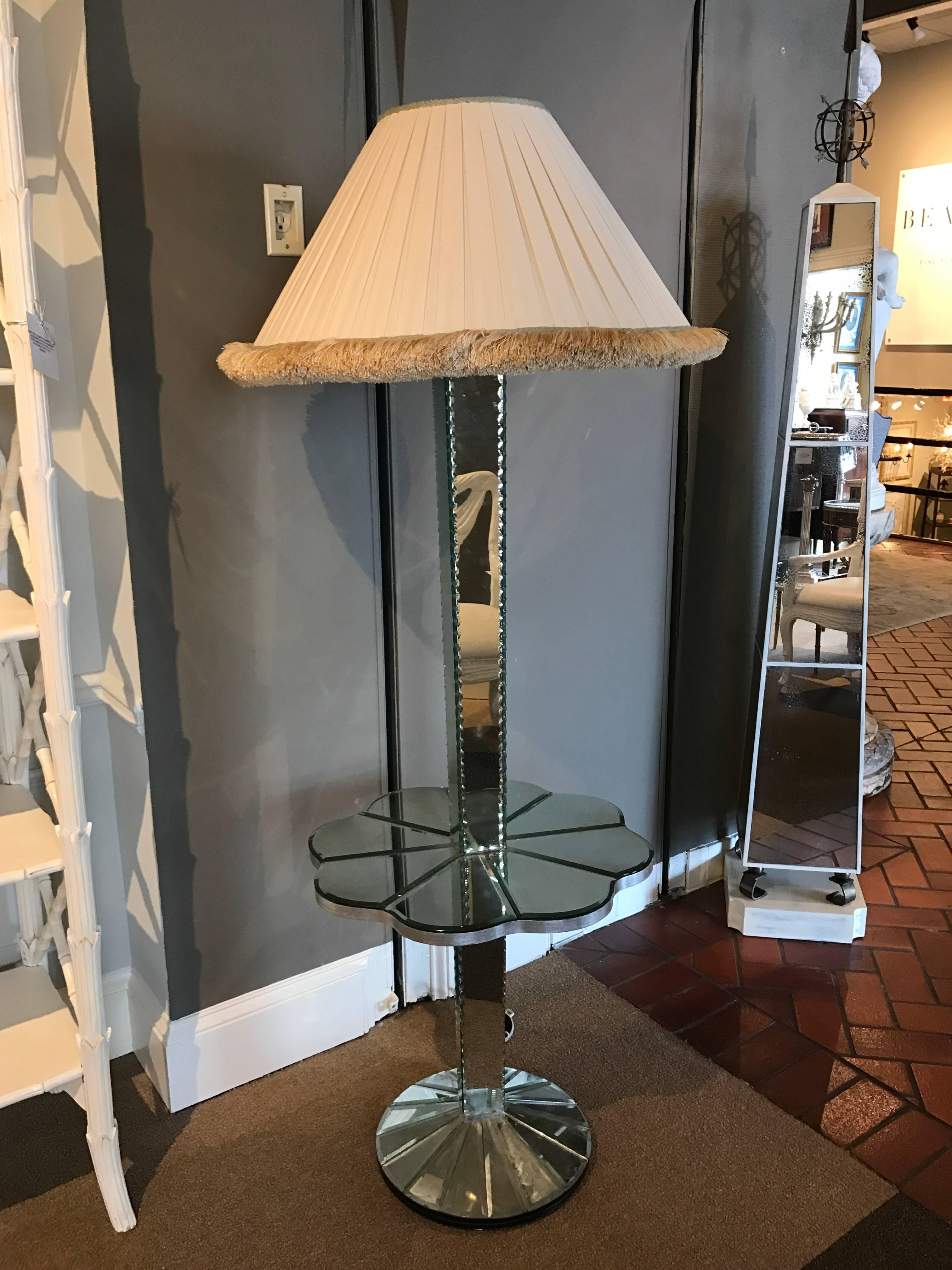 20th Century Art Deco Mirrored Floor Lamp For Sale