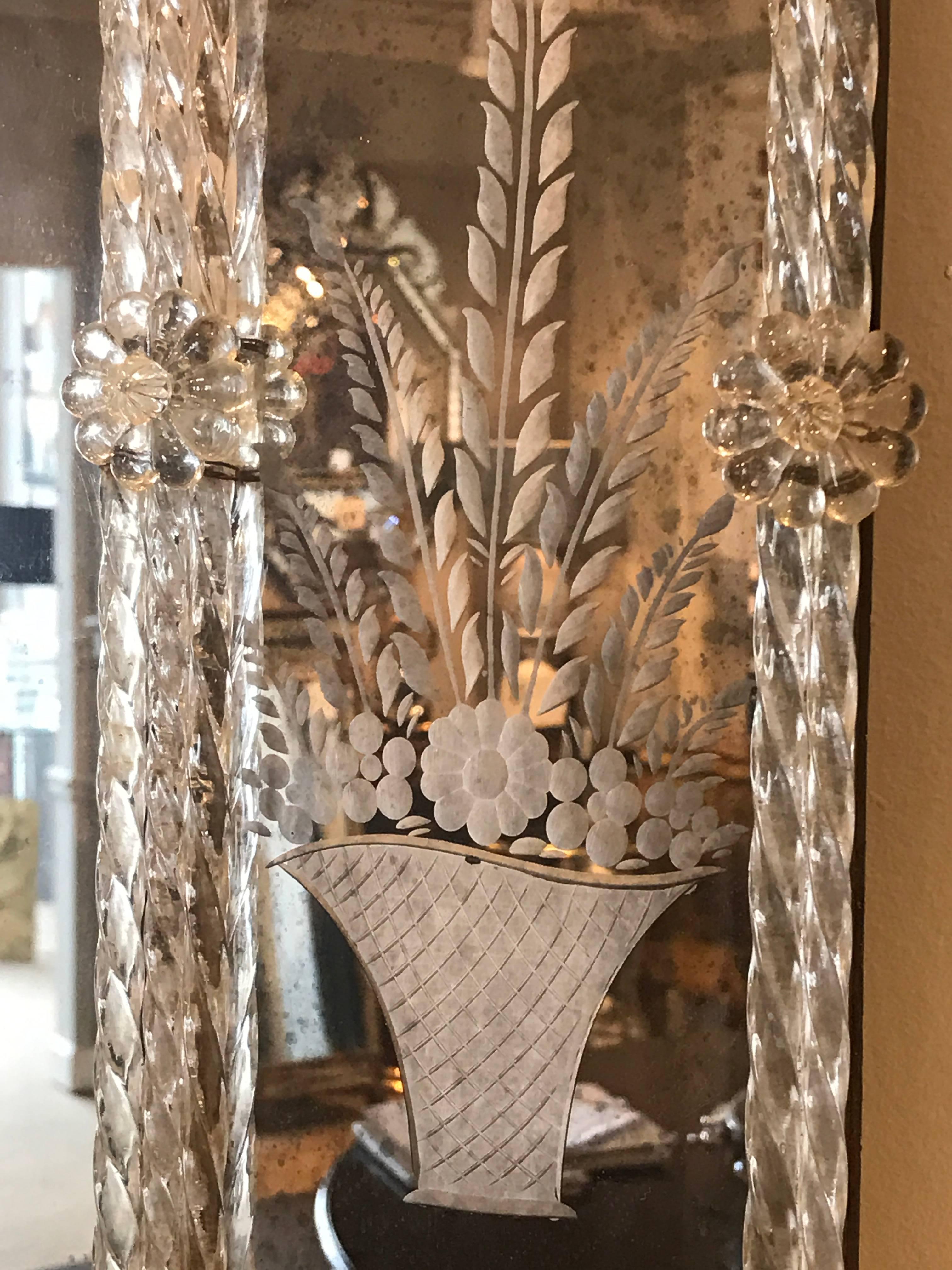 Italian 19th Century Venetian Engraved Mirror