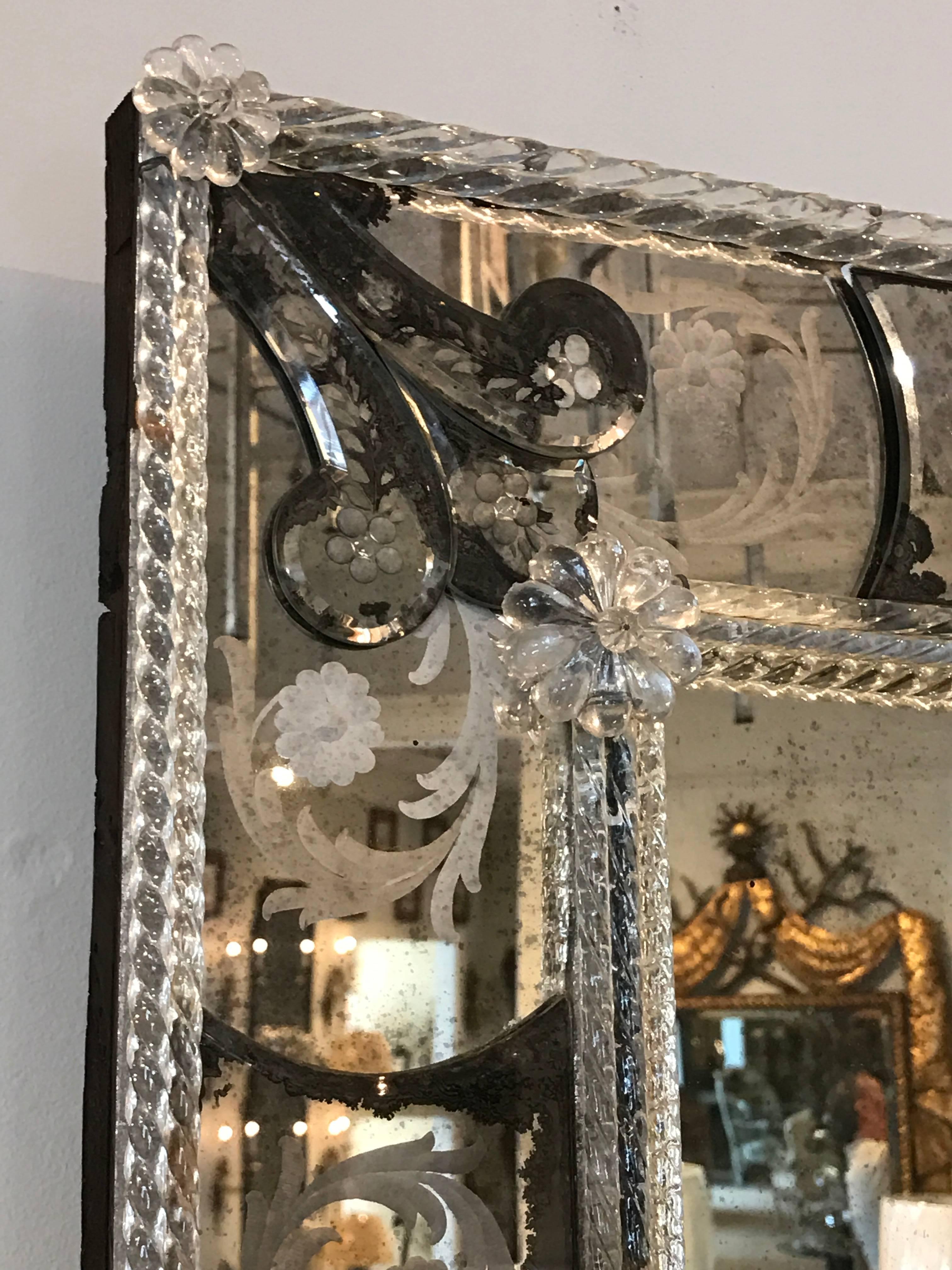 Neoclassical 19th Century Venetian Engraved Mirror