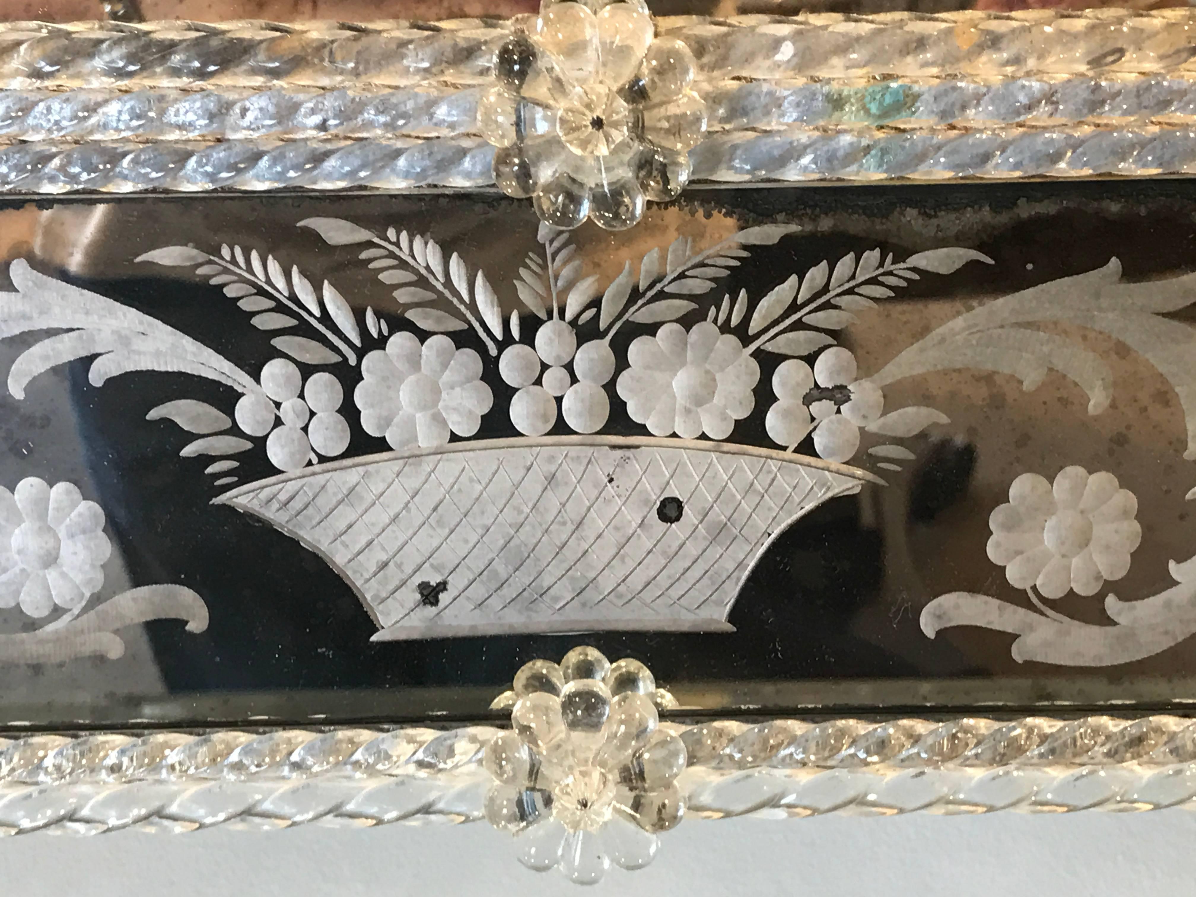 19th Century Venetian Engraved Mirror In Good Condition In Atlanta, GA