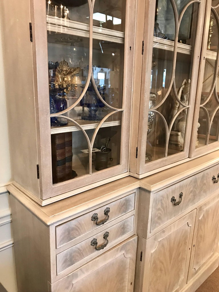 Style Whitewashed Breakfront or Bookcase For Sale at 1stDibs