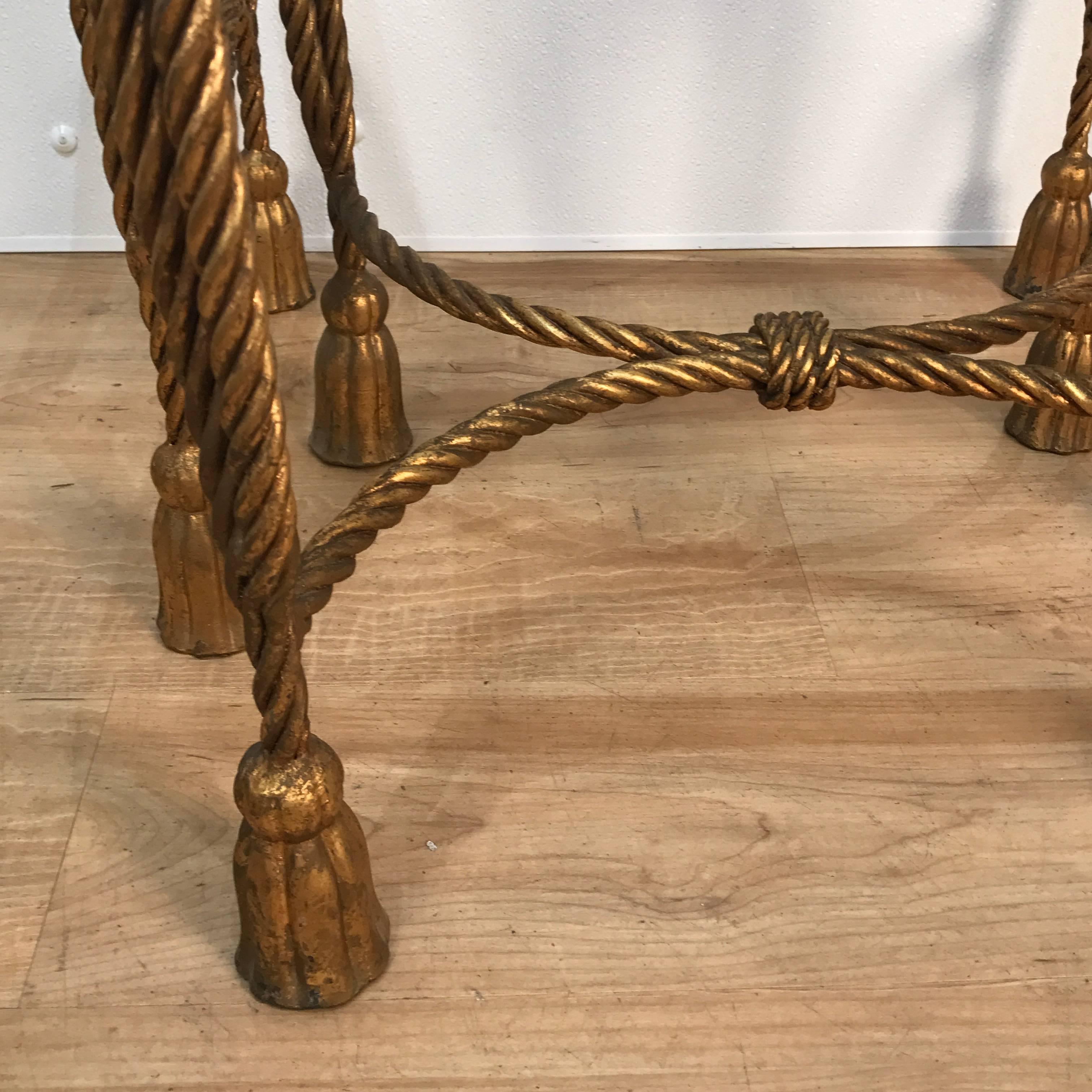 Two Pairs of Hollywood Regency Gilt Metal Rope Nesting Tables 1