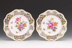 12 Dresden Floral Pierced Plates