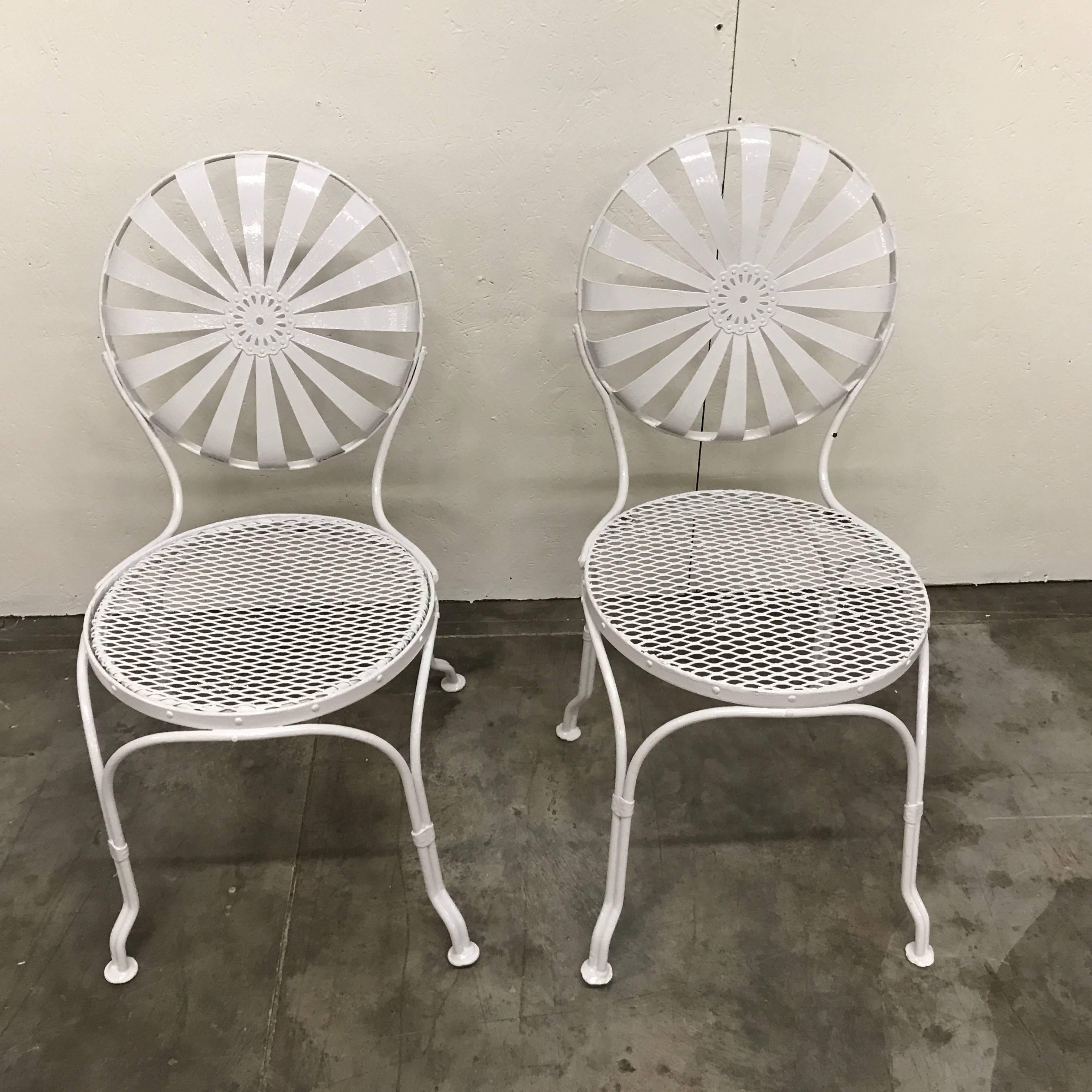 Modern Set of Six Sunburst Back Garden Chairs, by Francois Carré