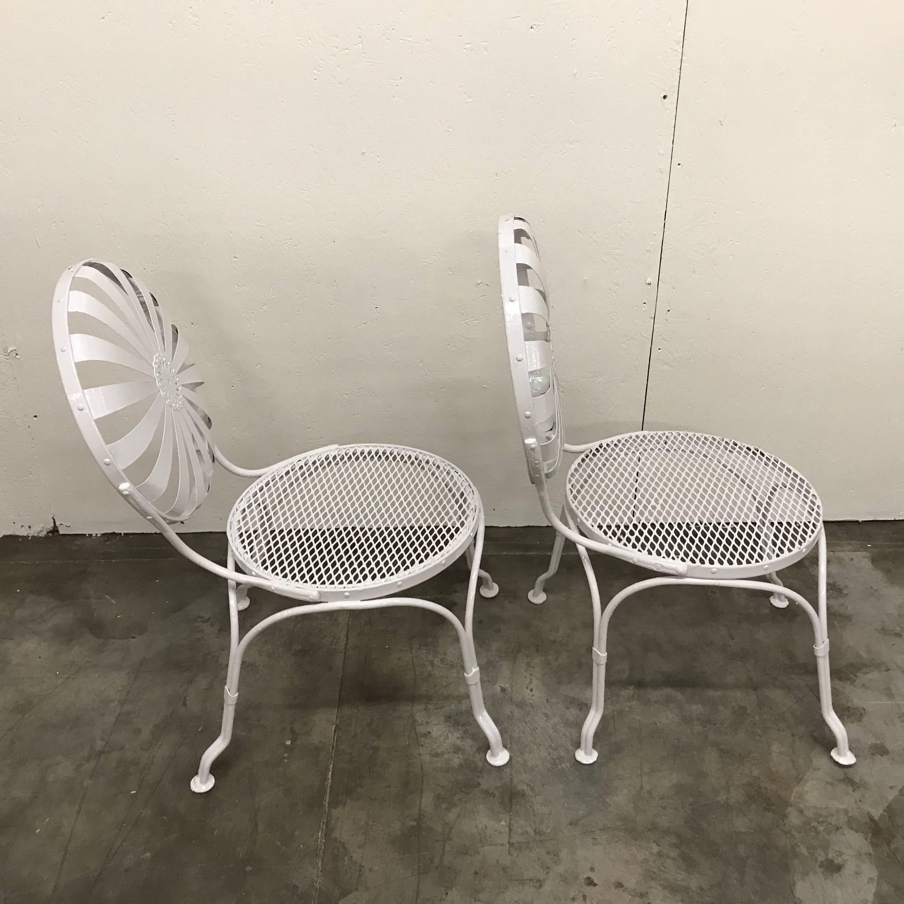 French Set of Six Sunburst Back Garden Chairs, by Francois Carré