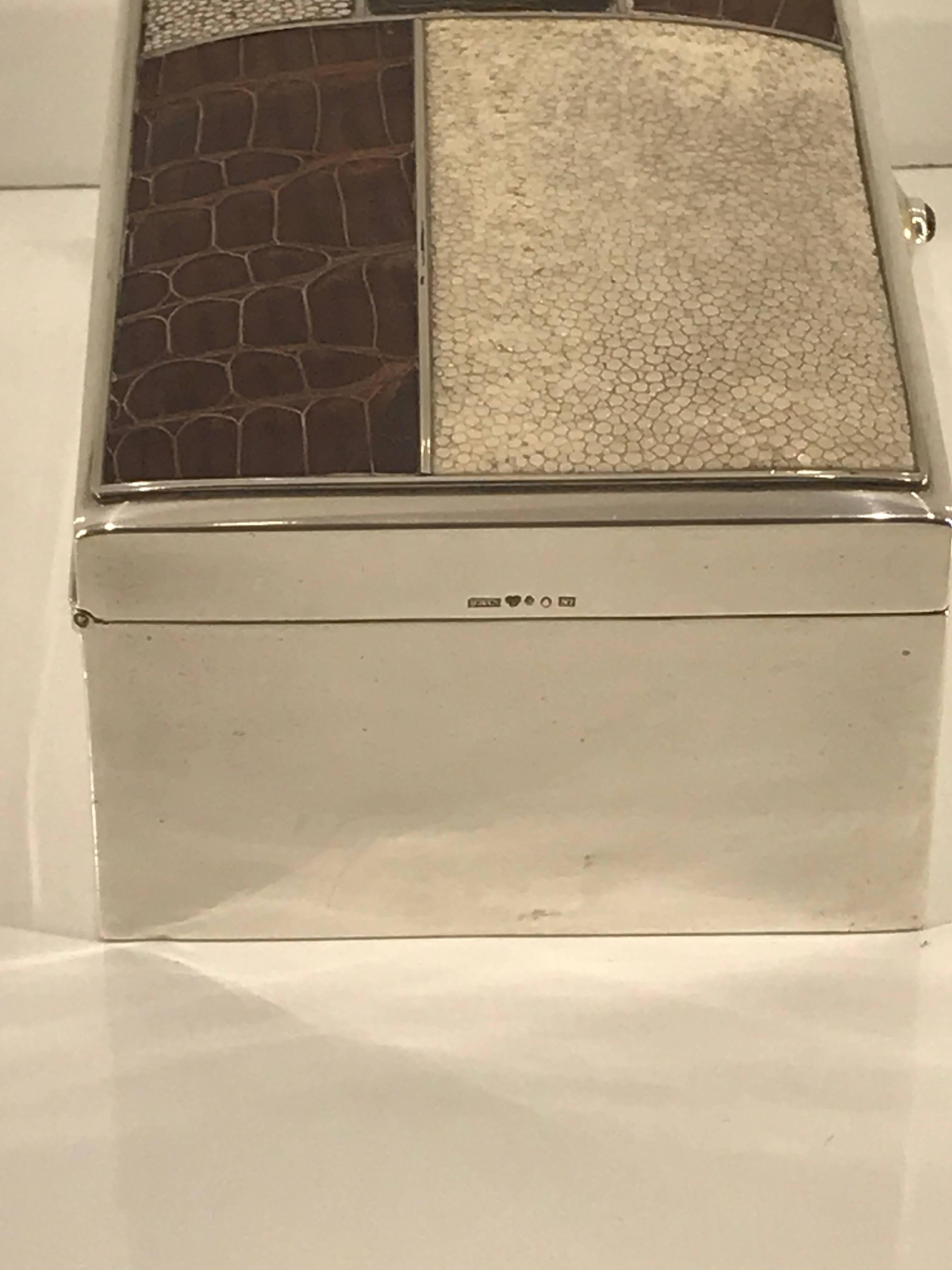 Finnish Scandinavian Modern Sterling Shagreen and Alligator Box by David Anderson, 1966 For Sale
