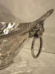 Antique Sheffield Plated Boat Shaped Pierced Fruit Basket with Lion Mask Handles