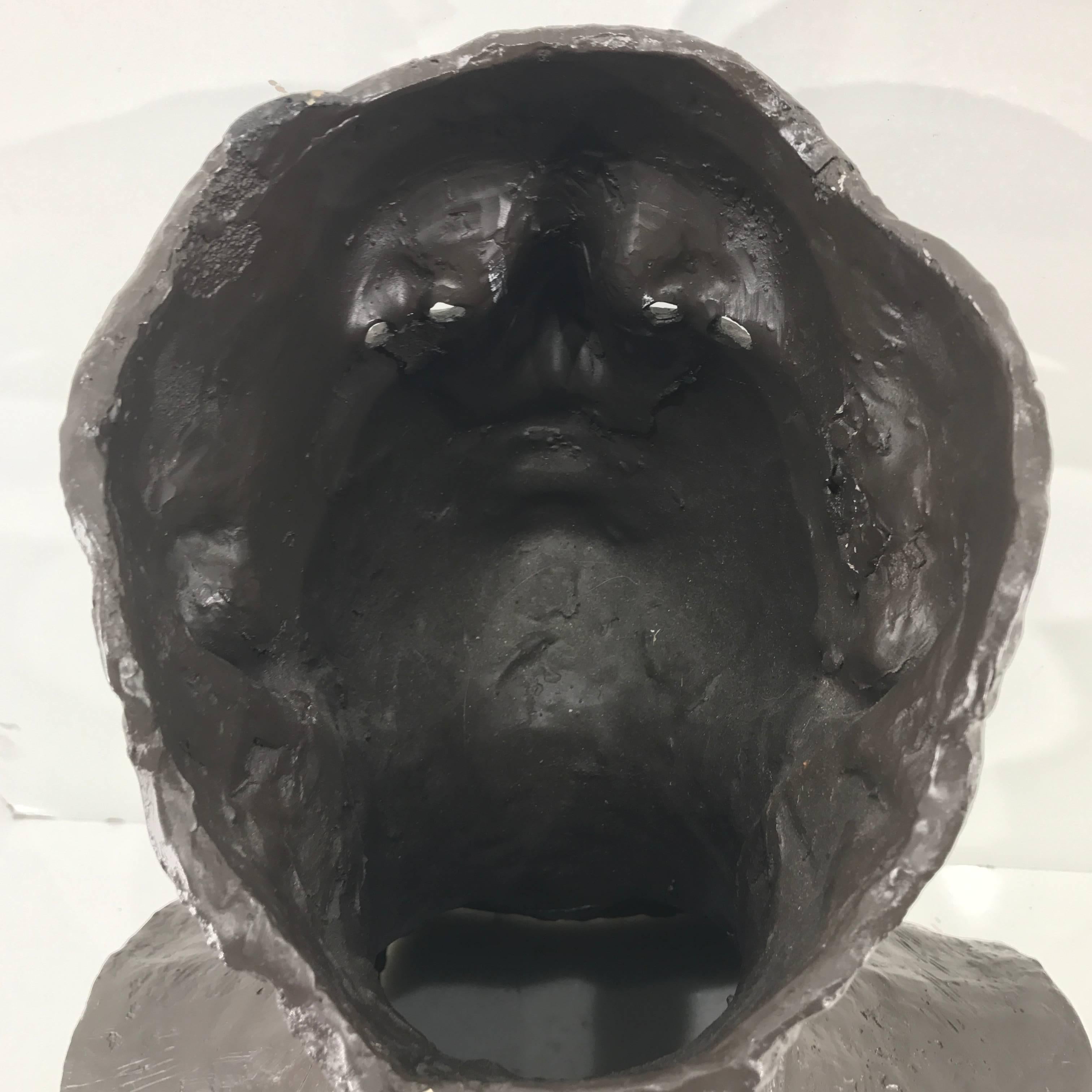 Modern Bronze and Marble Bust of a Man  1