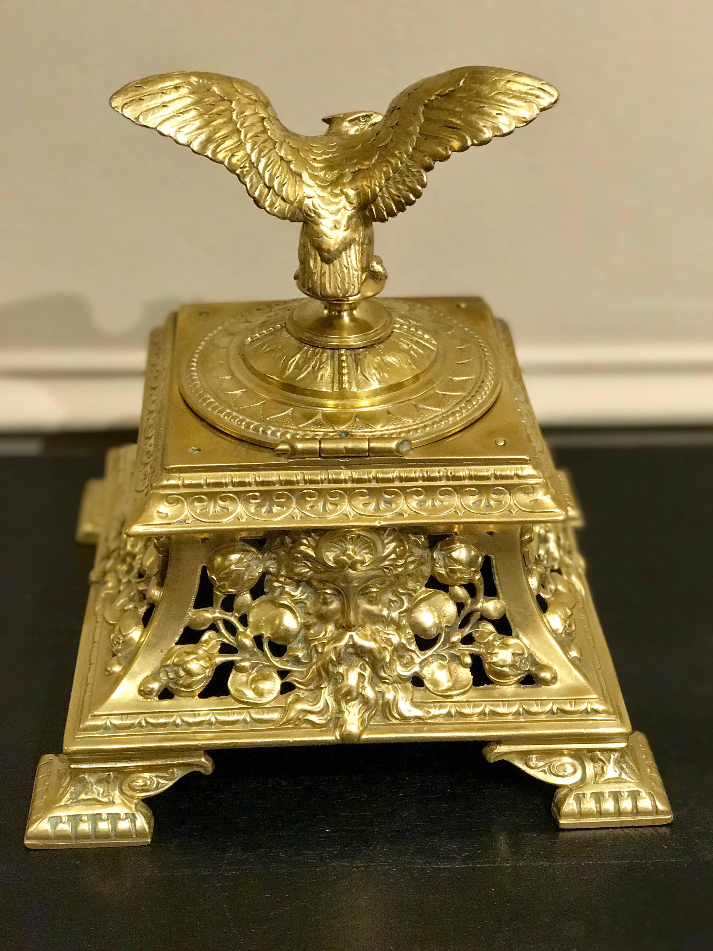 Napoleon III Bronze Eagle Motif Inkwell In Good Condition In Atlanta, GA