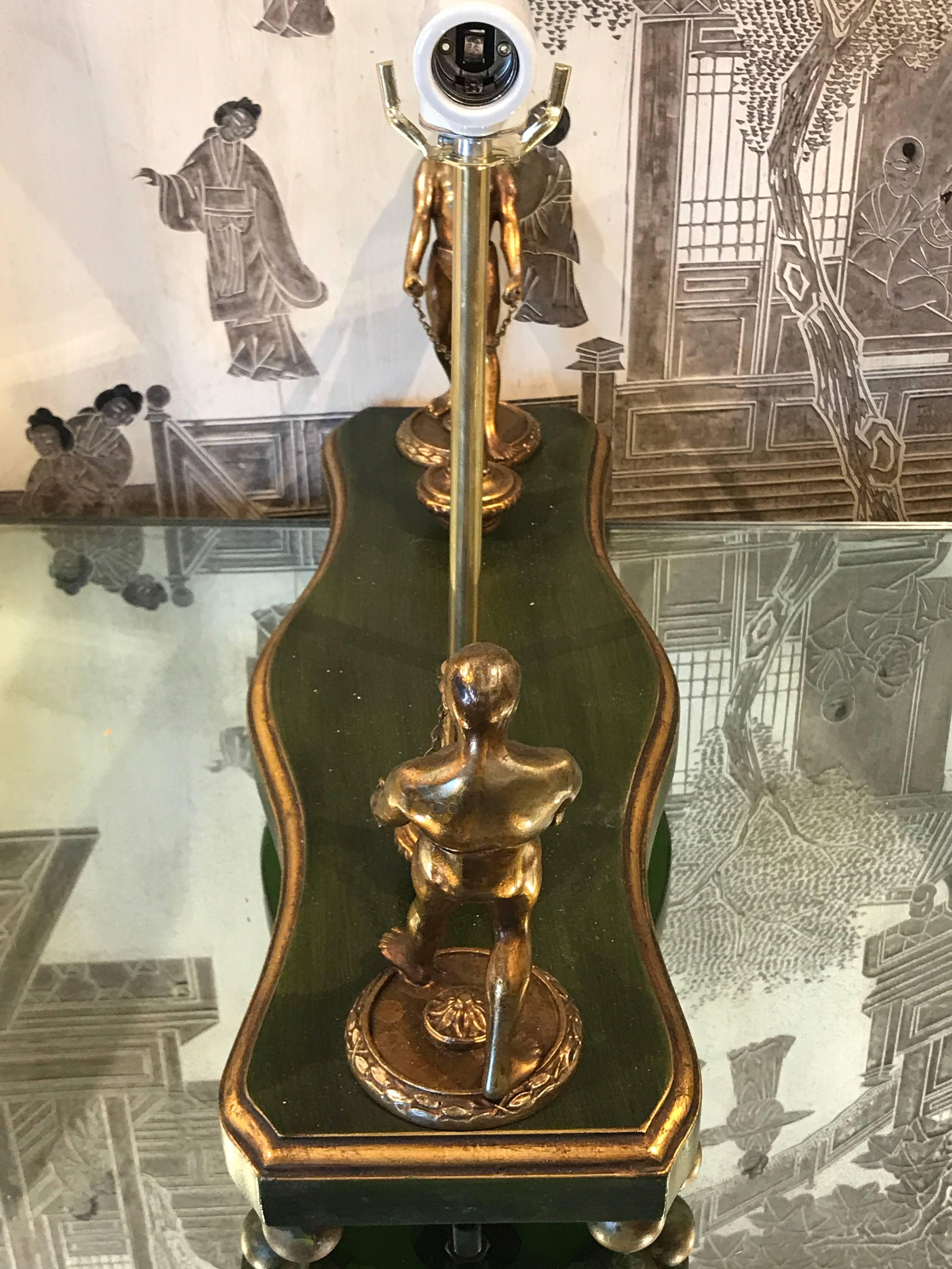 Ebonized Art Deco Male Figural Lamp For Sale