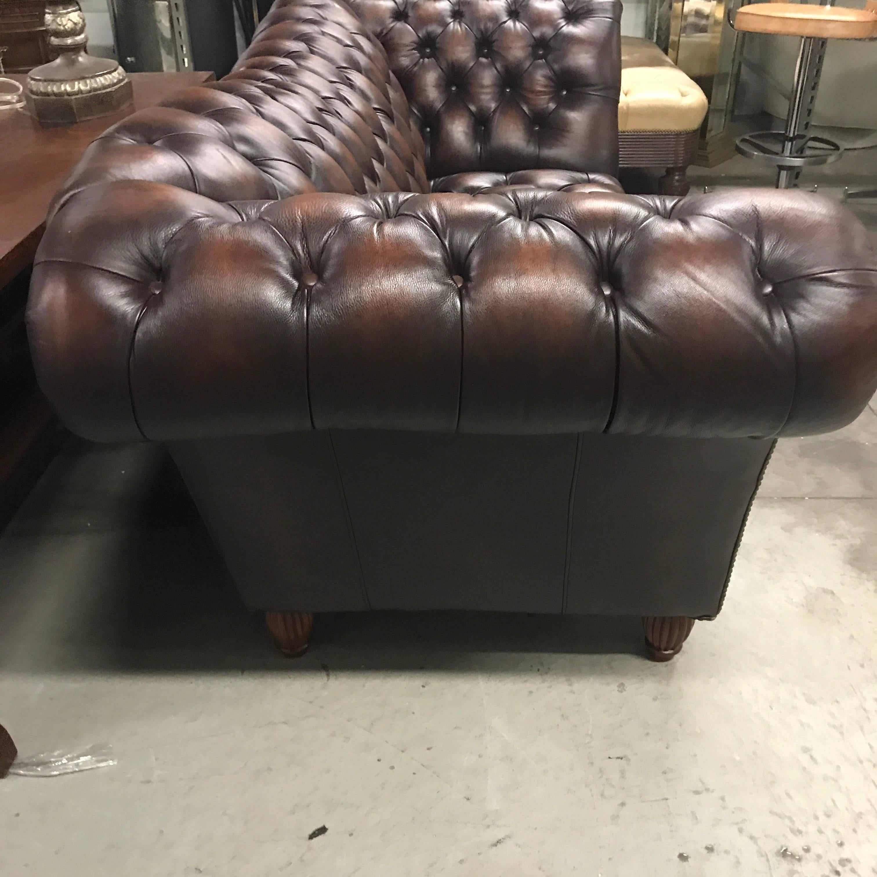 Sumptuous Leather Chesterfield Sofa with Rolled Arms 1