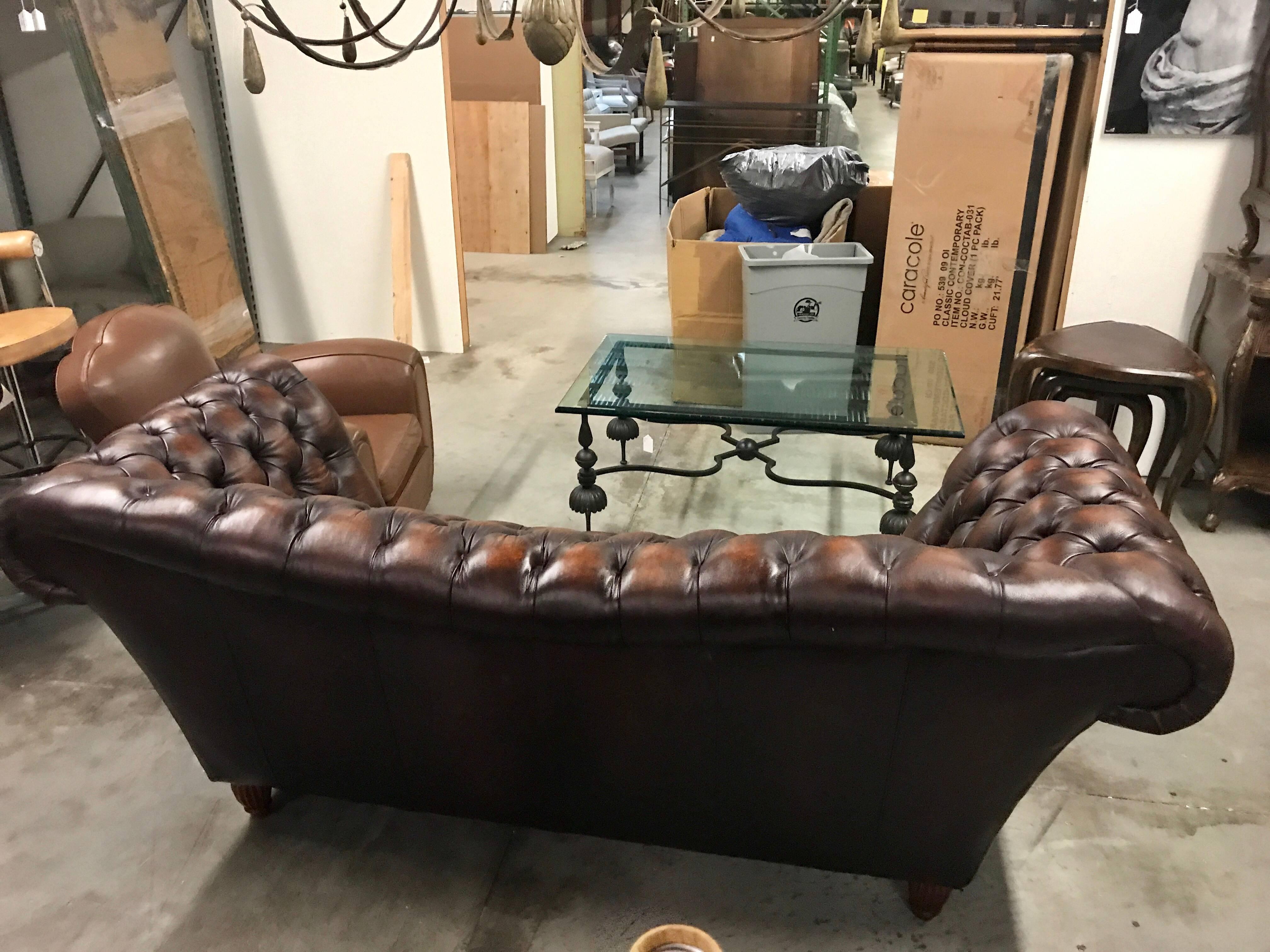 Sumptuous Leather Chesterfield Sofa with Rolled Arms 2