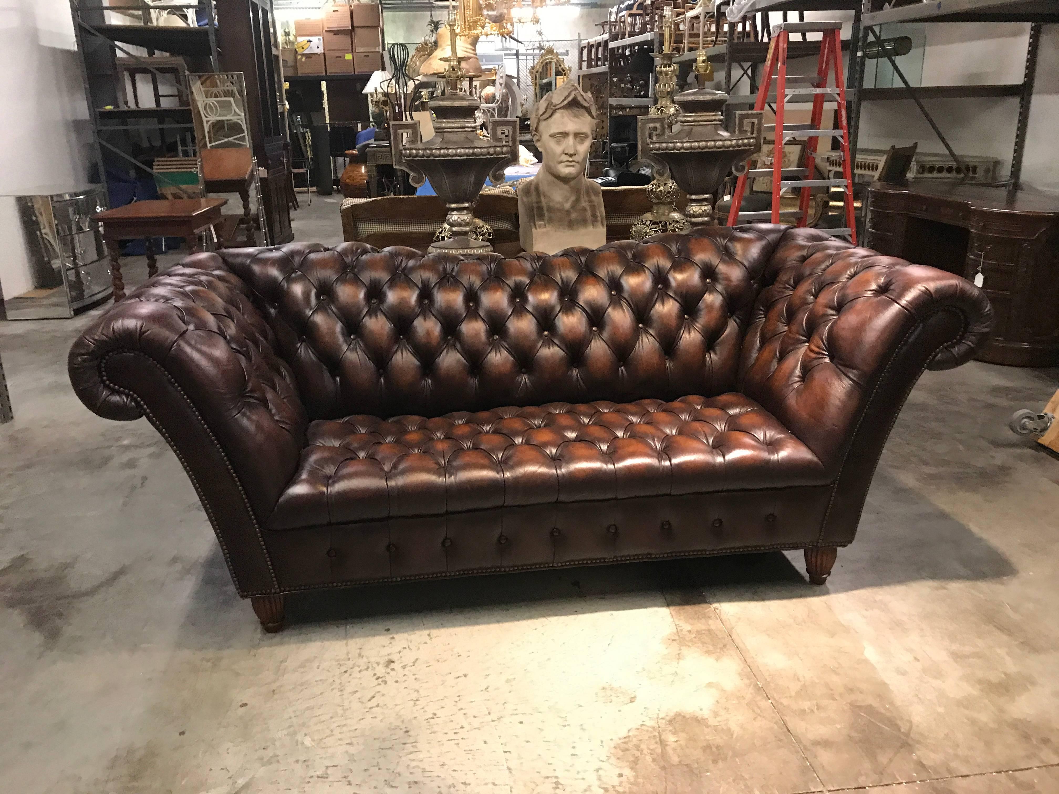Sumptuous Leather Chesterfield Sofa with Rolled Arms 3
