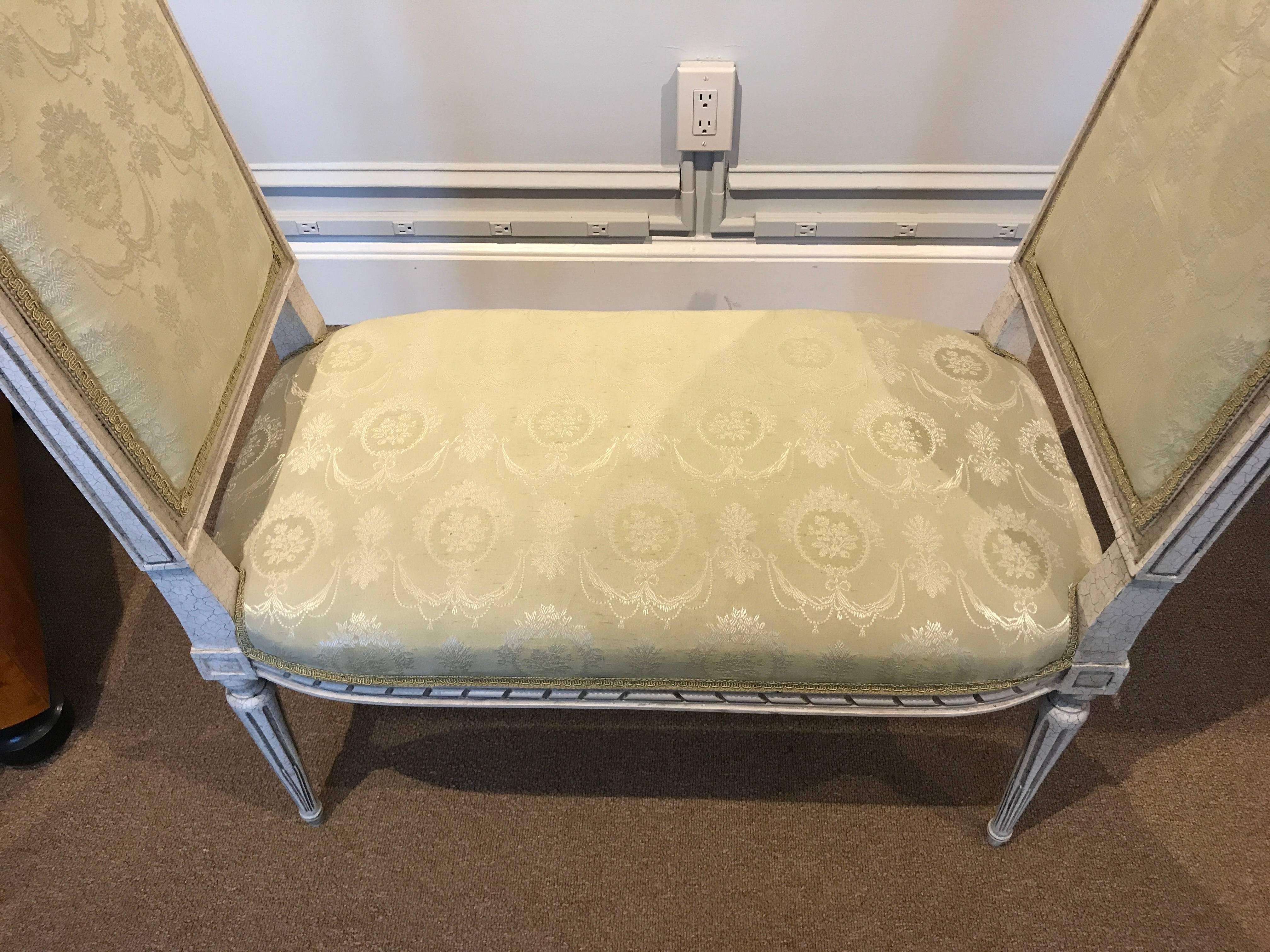 Painted Louis XV Style White Washed Window Bench For Sale