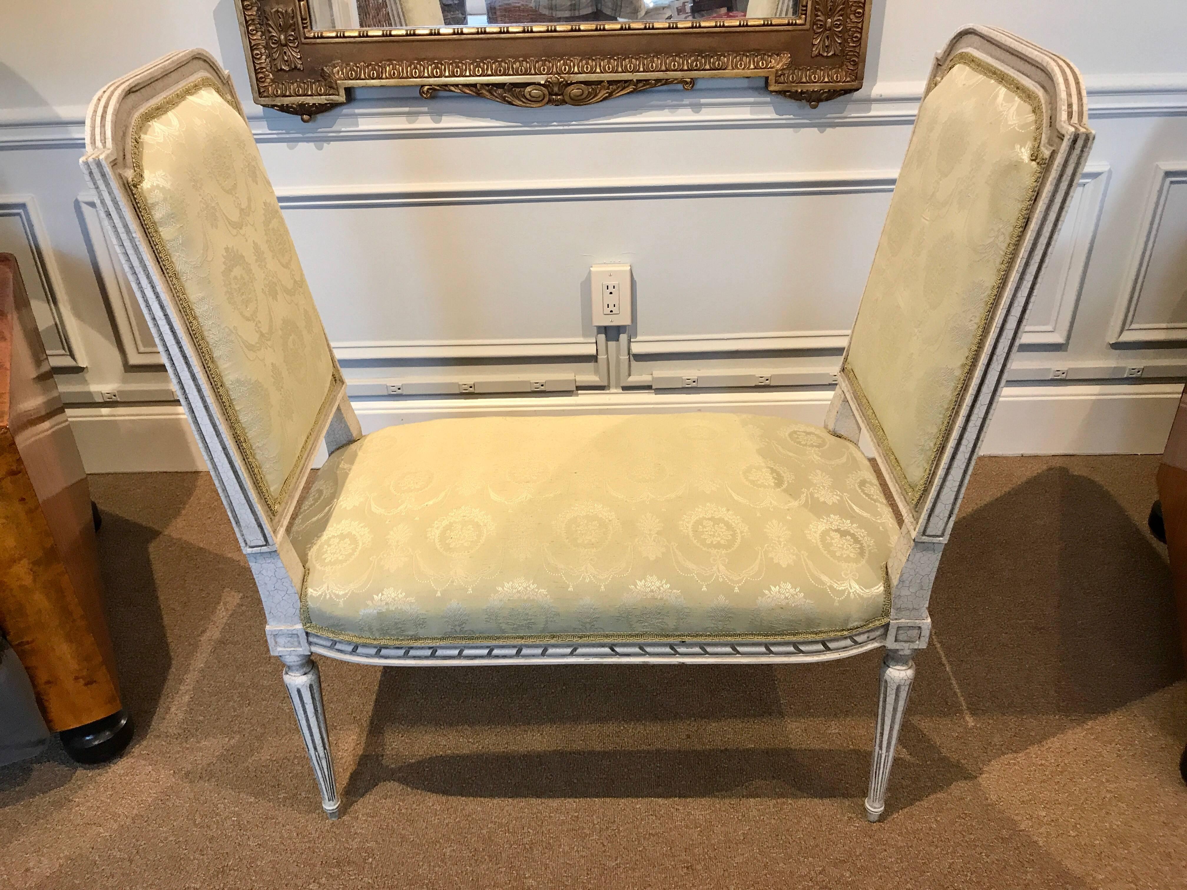 Louis XV style white washed window bench, The two backrests measure 22