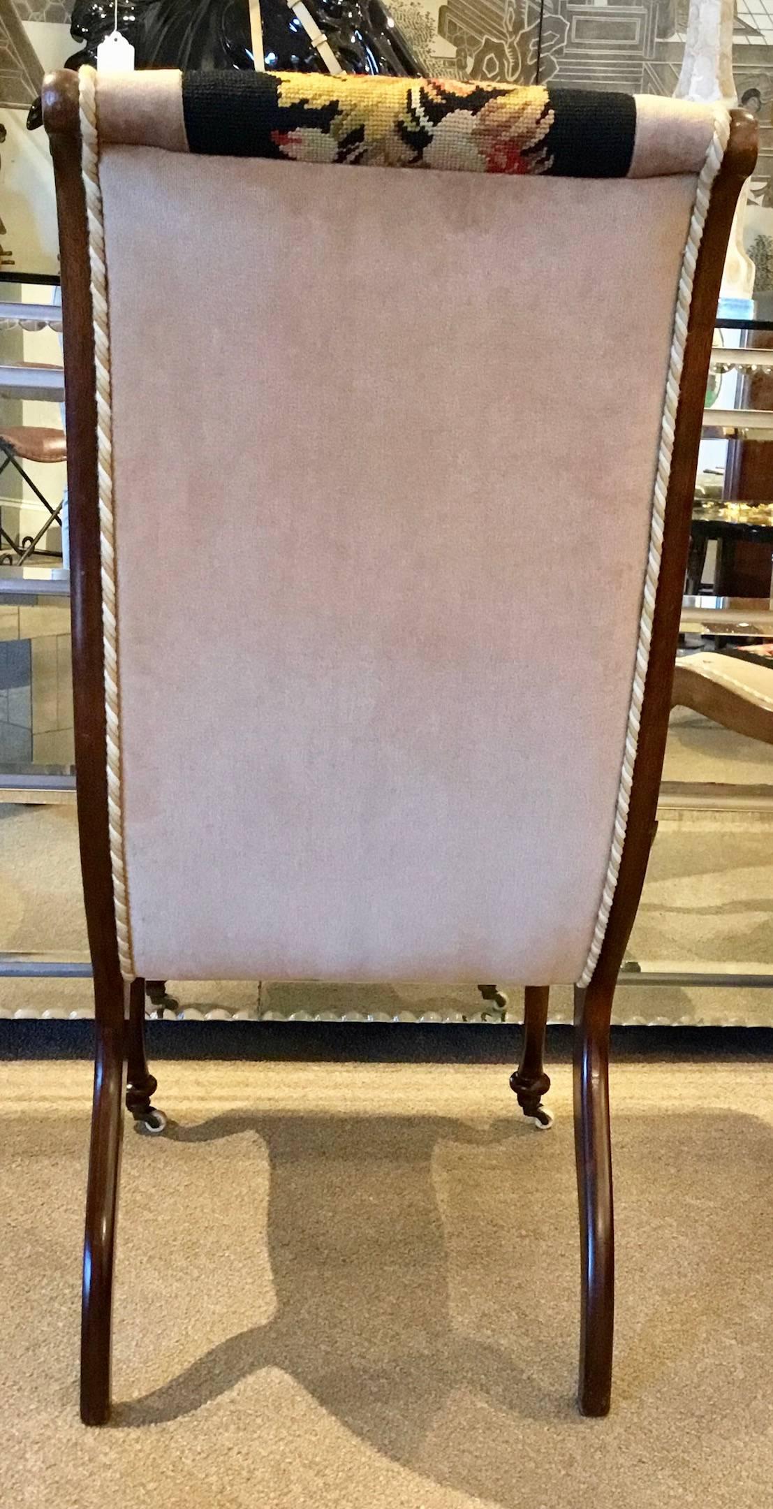 Upholstery Pair of Napoleon III Needlepoint Slipper Chairs
