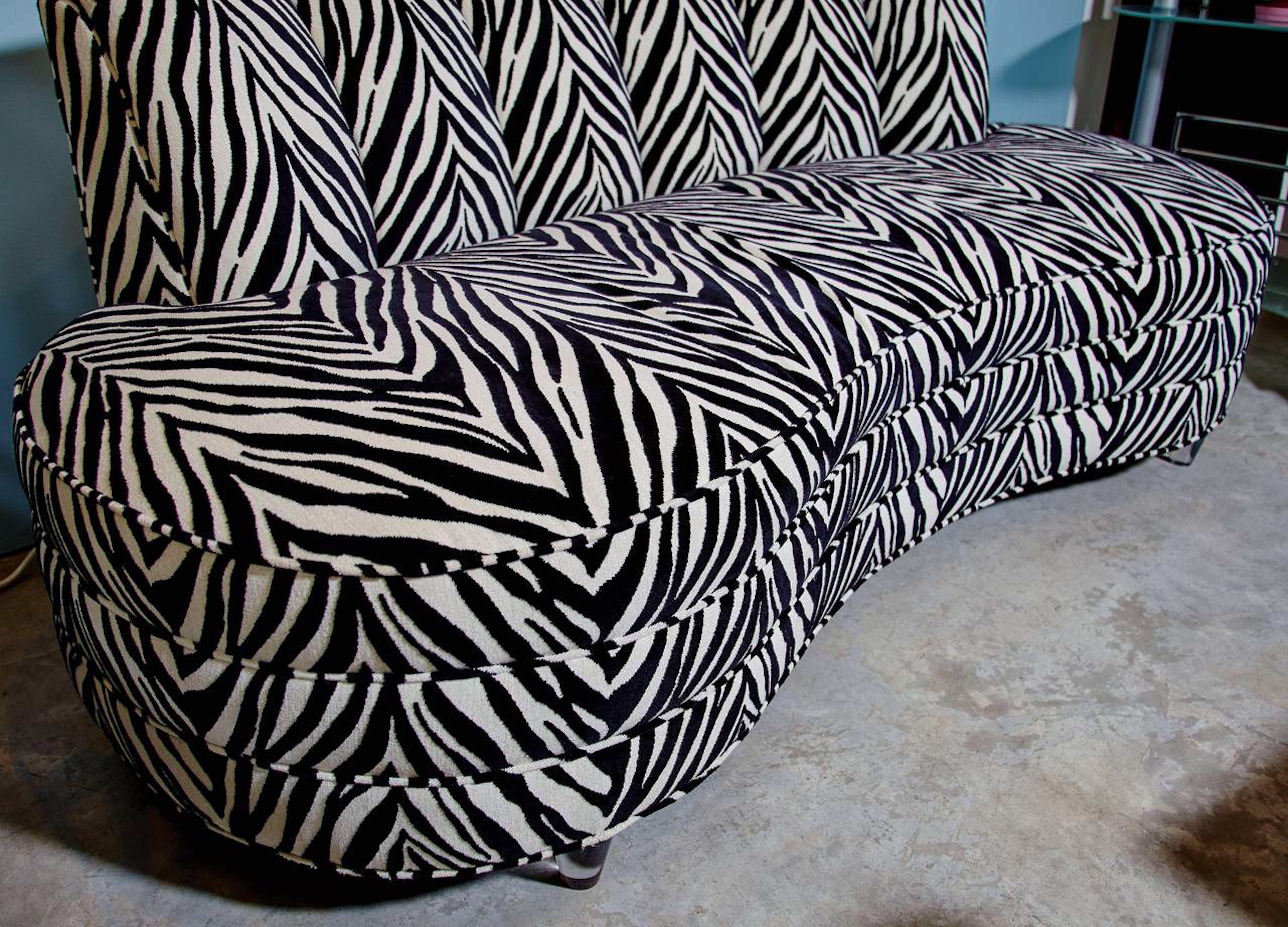 20th Century Custom Midcentury Zebra Pattern Sofa For Sale