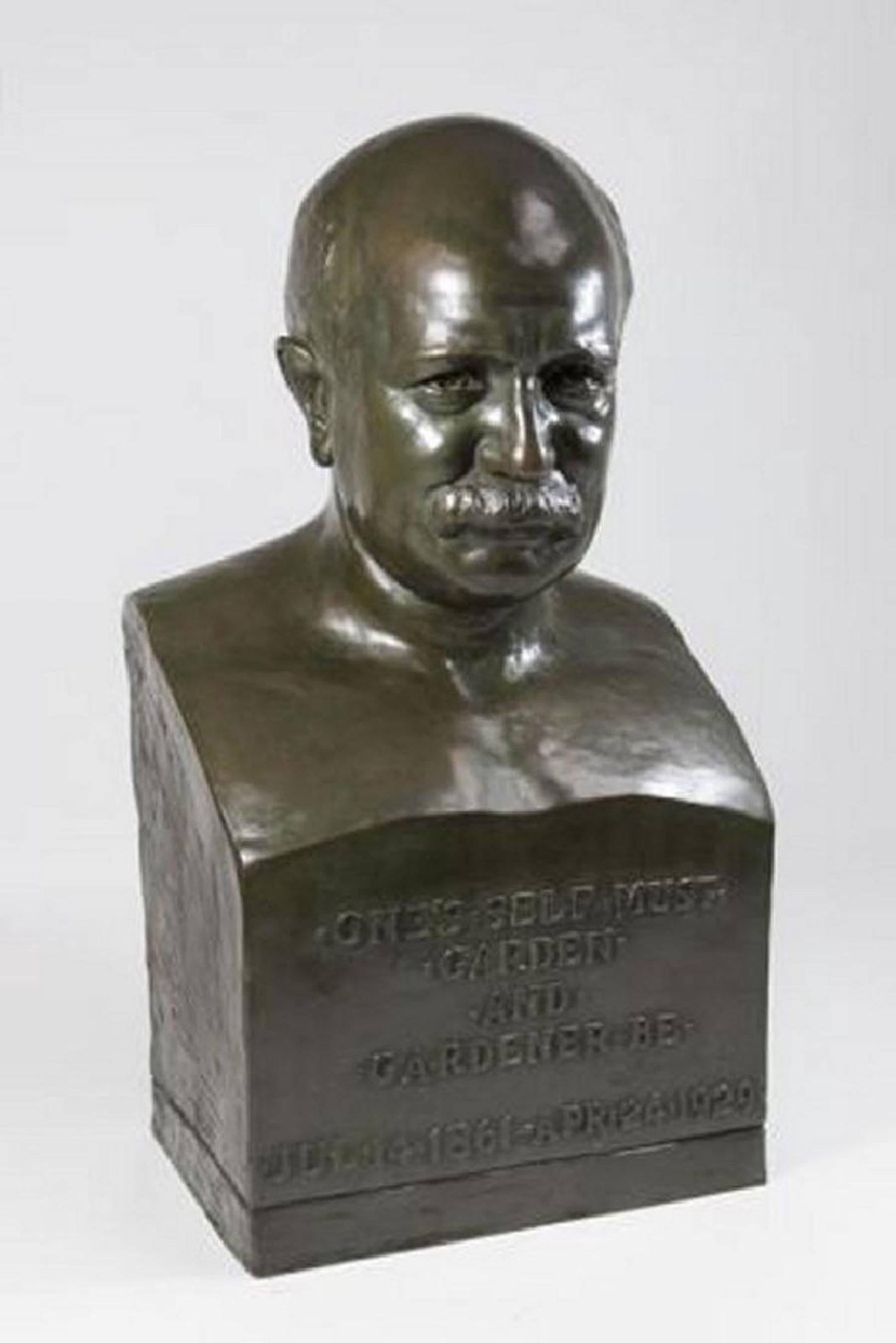Bronze portrait bust of a Scholar, after the antique, by Jules Butensky
One's Self Must Garden and Gardener Be
Jul. 14, 1861-Apr. 24, 1929
Signed in script and dated.


