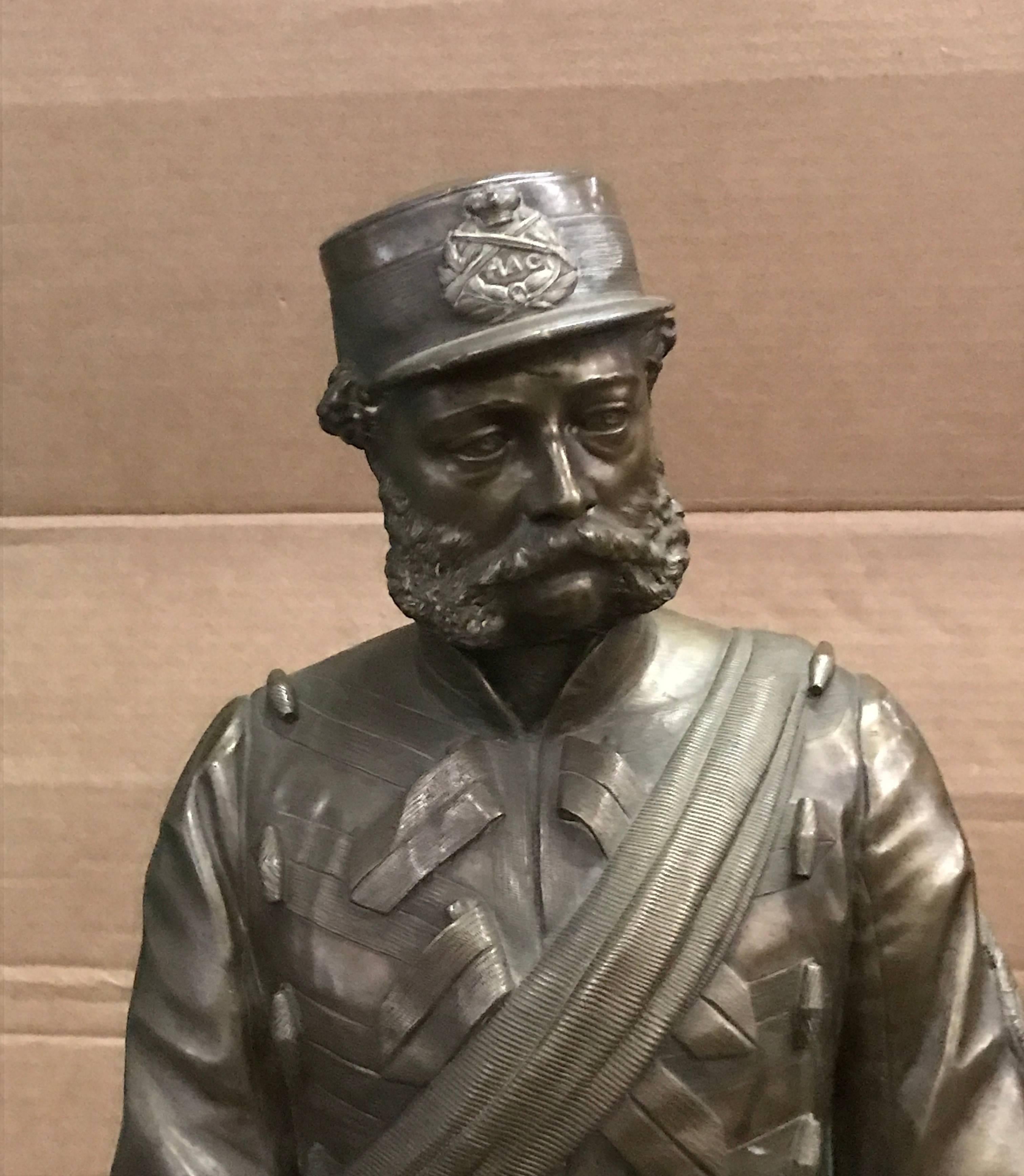 Bronze Portrait Figure of a British HAC Military Officer, T. Fowke London, 1865 For Sale 1