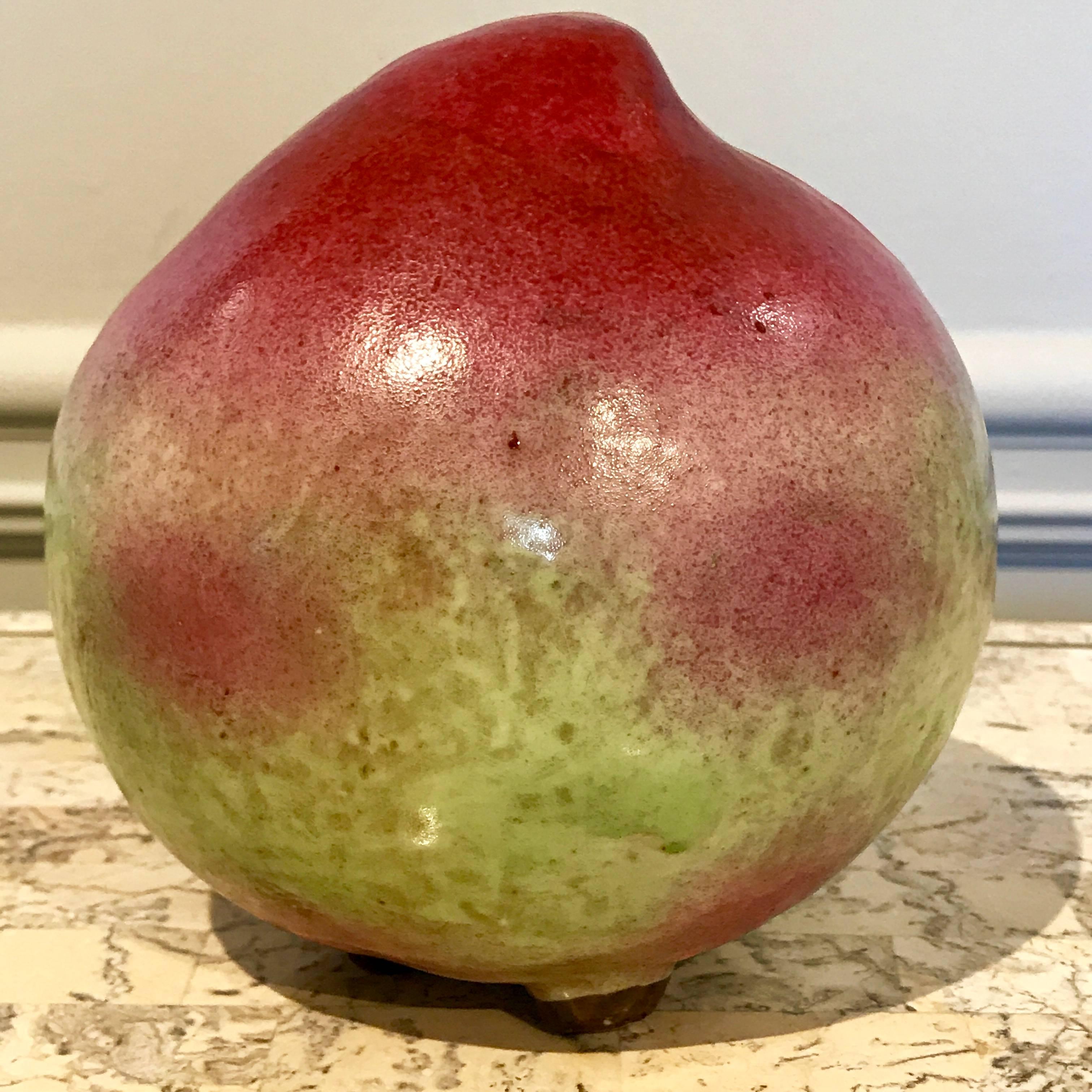 Rare Chinese Export Altar Fruit of a Standing Peach In Excellent Condition In Atlanta, GA